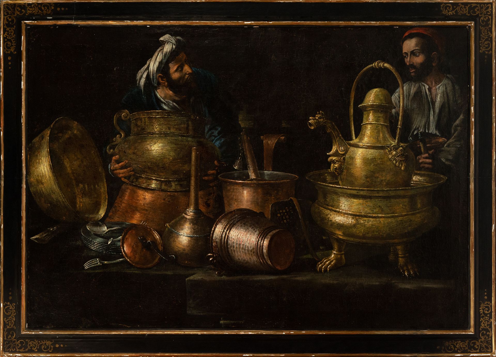 The Pot Sellers, magnificent large still life attributed to Giovanni Battista Recco, Italian school 