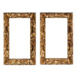 Pair of Italian Baroque frames in relief in gold-leafed wood, 17th century