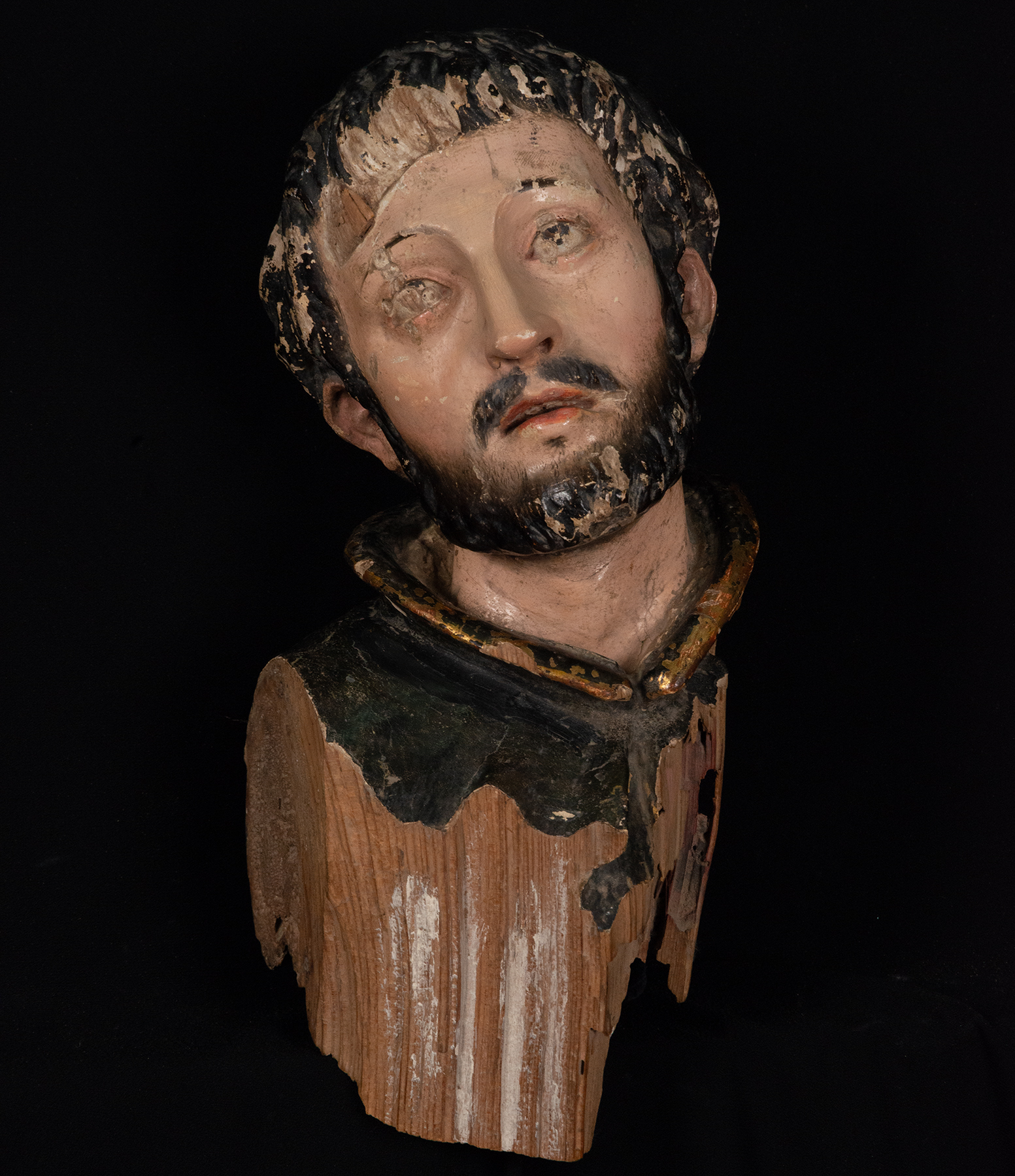 Bust of Saint Ignatius of Loyola, 17th century Novohispanic colonial school