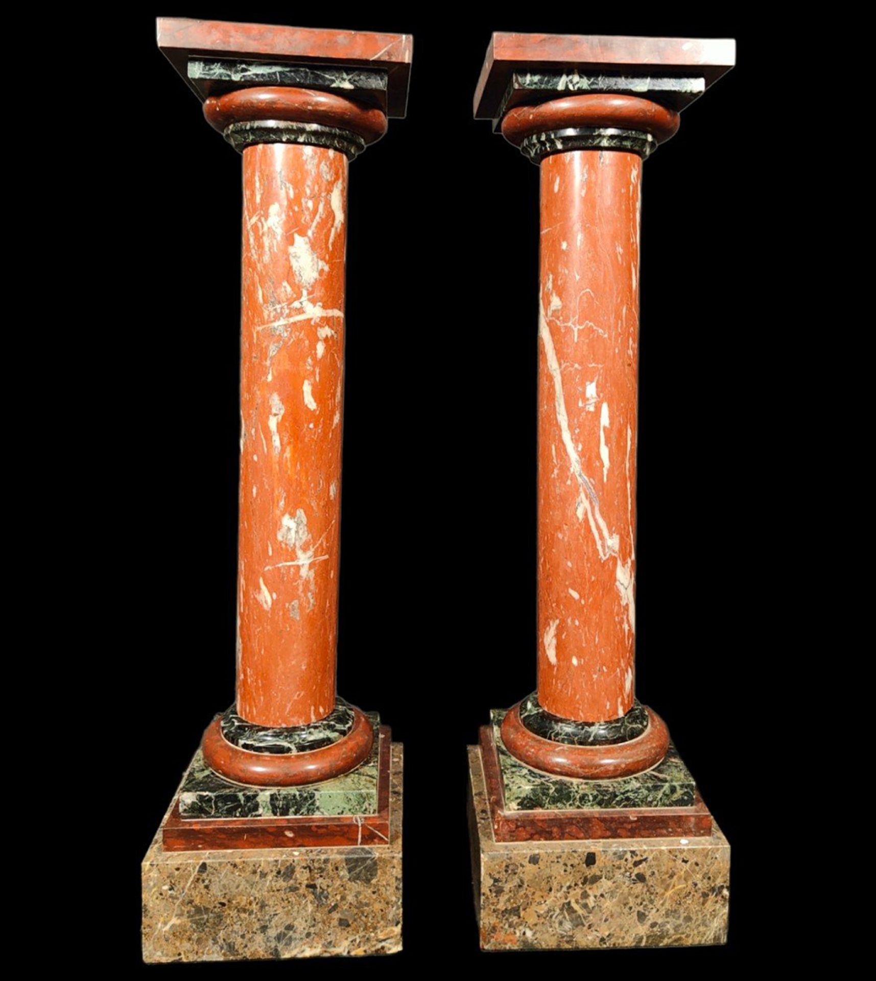 Pair of large removable marble columns, 19th century