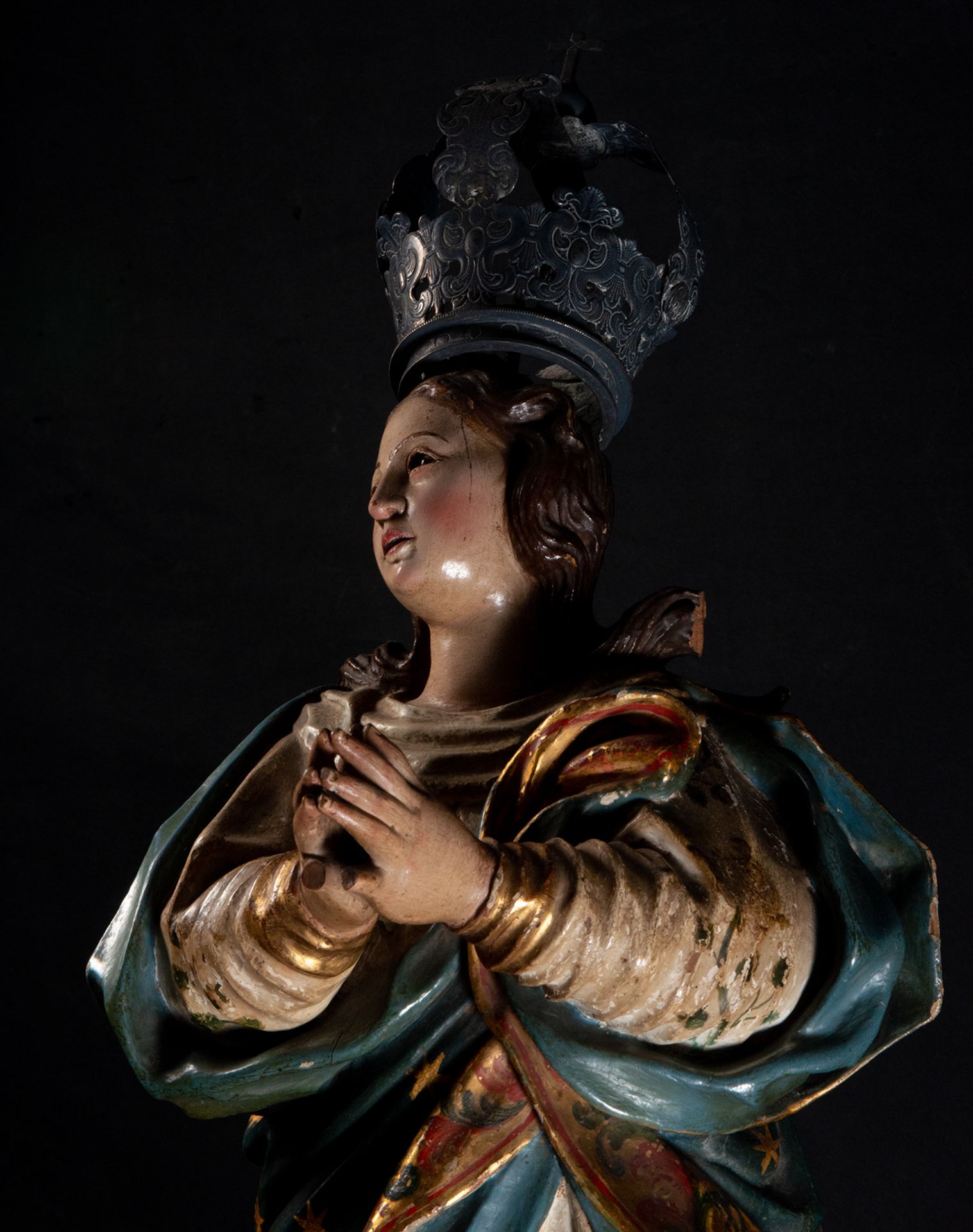 Great Immaculate Virgin with an important silver crown, Cordoba school from the beginning of the 18t - Bild 5 aus 8