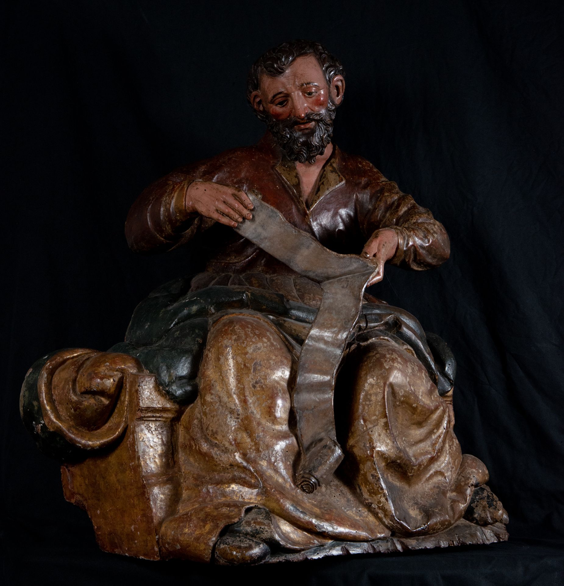 Important San Mateo Evangelista, late 15th century, Late Gothic Hispano-Flemish school, Burgos, Nort - Bild 8 aus 10