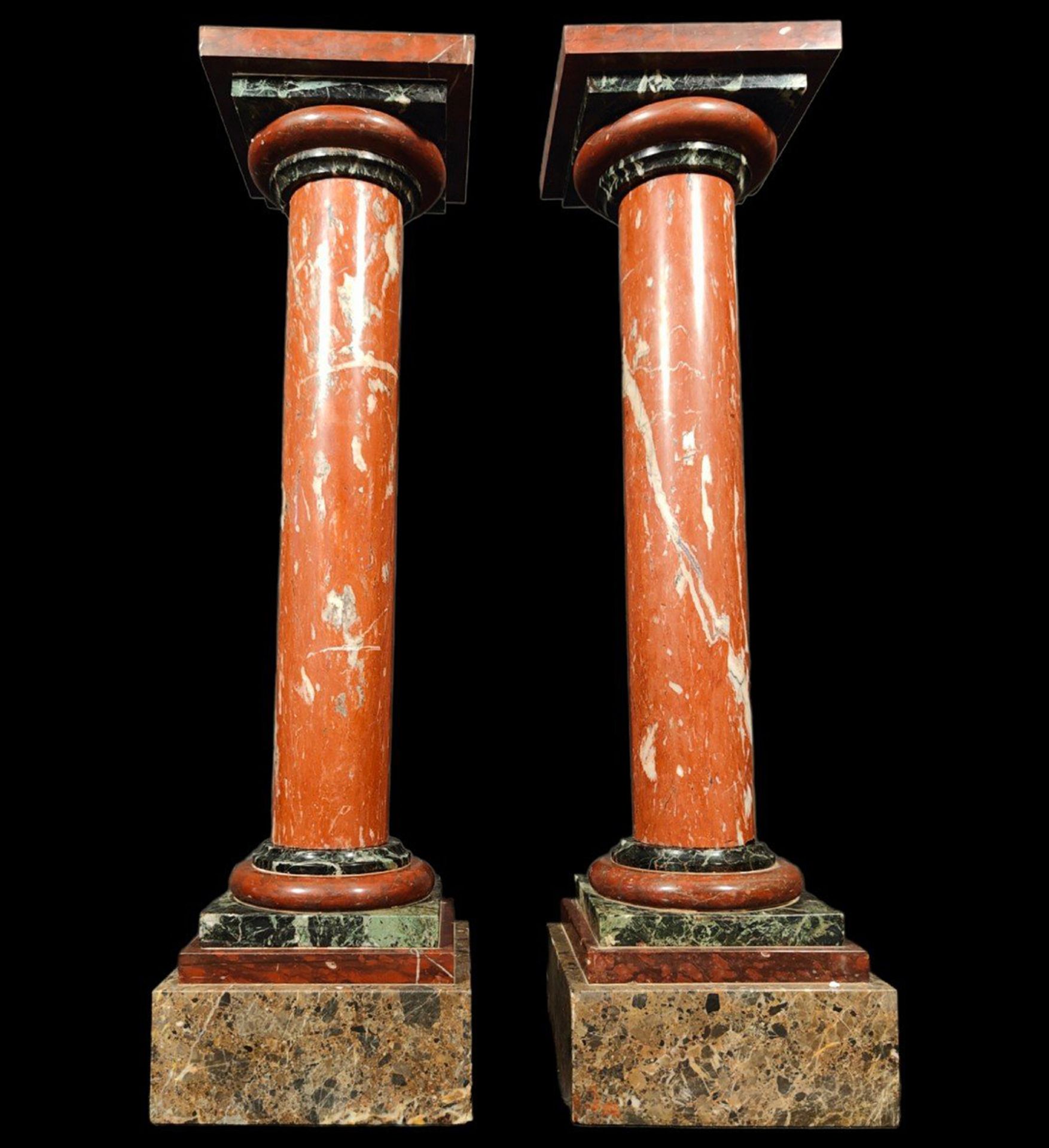 Pair of large removable marble columns, 19th century - Image 3 of 3