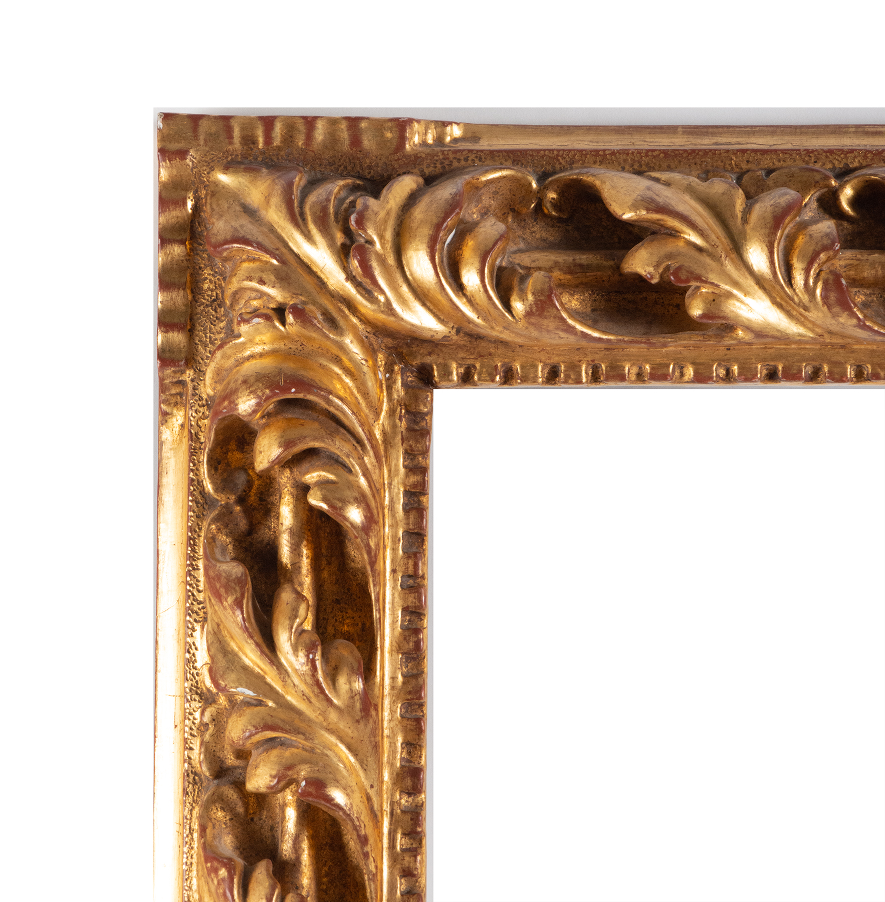 Italian Baroque frame in relief of acanthus leaves gilded with gold leaf, 18th century - Image 2 of 4