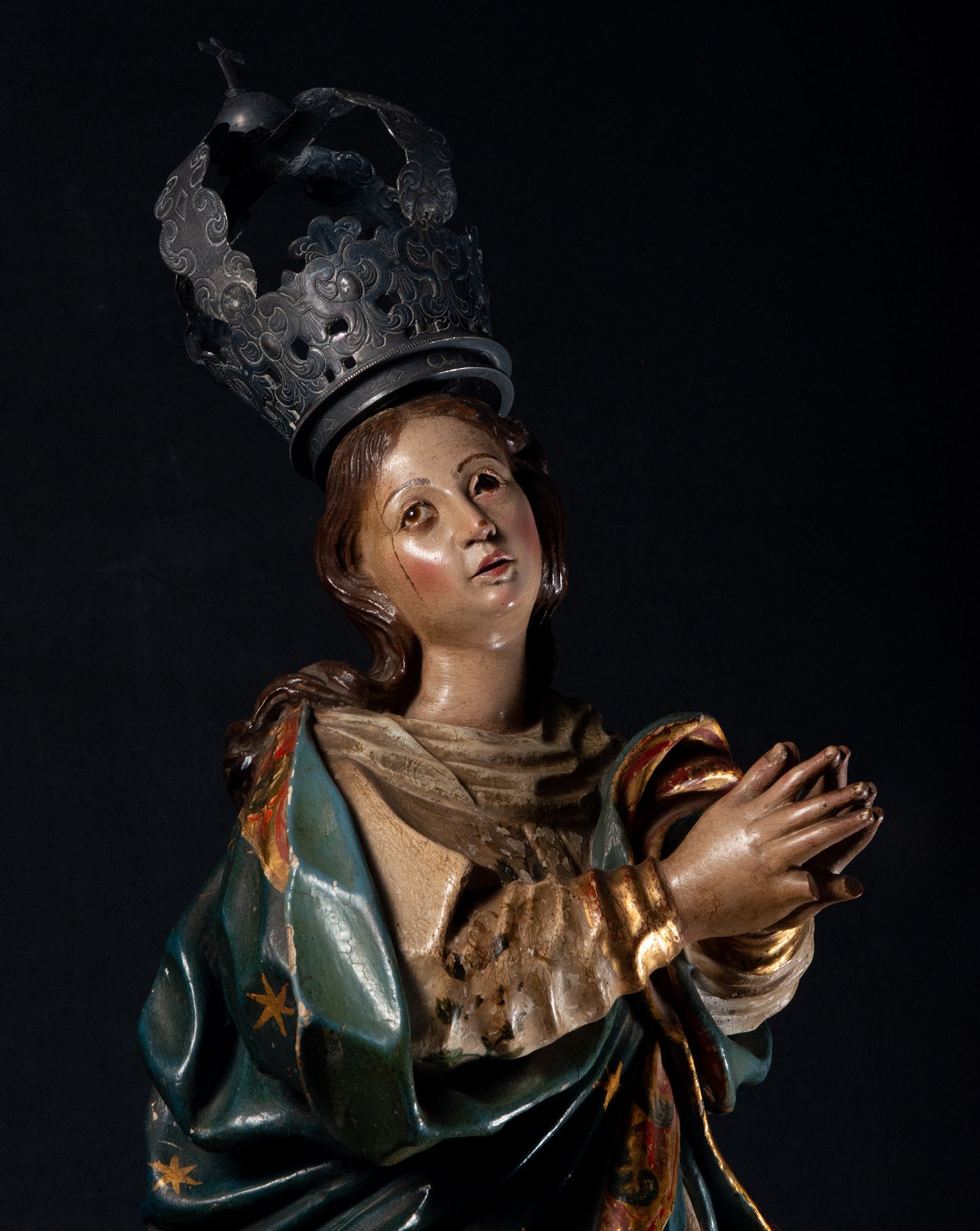 Great Immaculate Virgin with an important silver crown, Cordoba school from the beginning of the 18t - Bild 6 aus 8