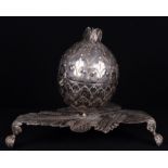 Colonial silver candelabra or candlestick in the shape of a Granada, Viceregal work of the 18th cent