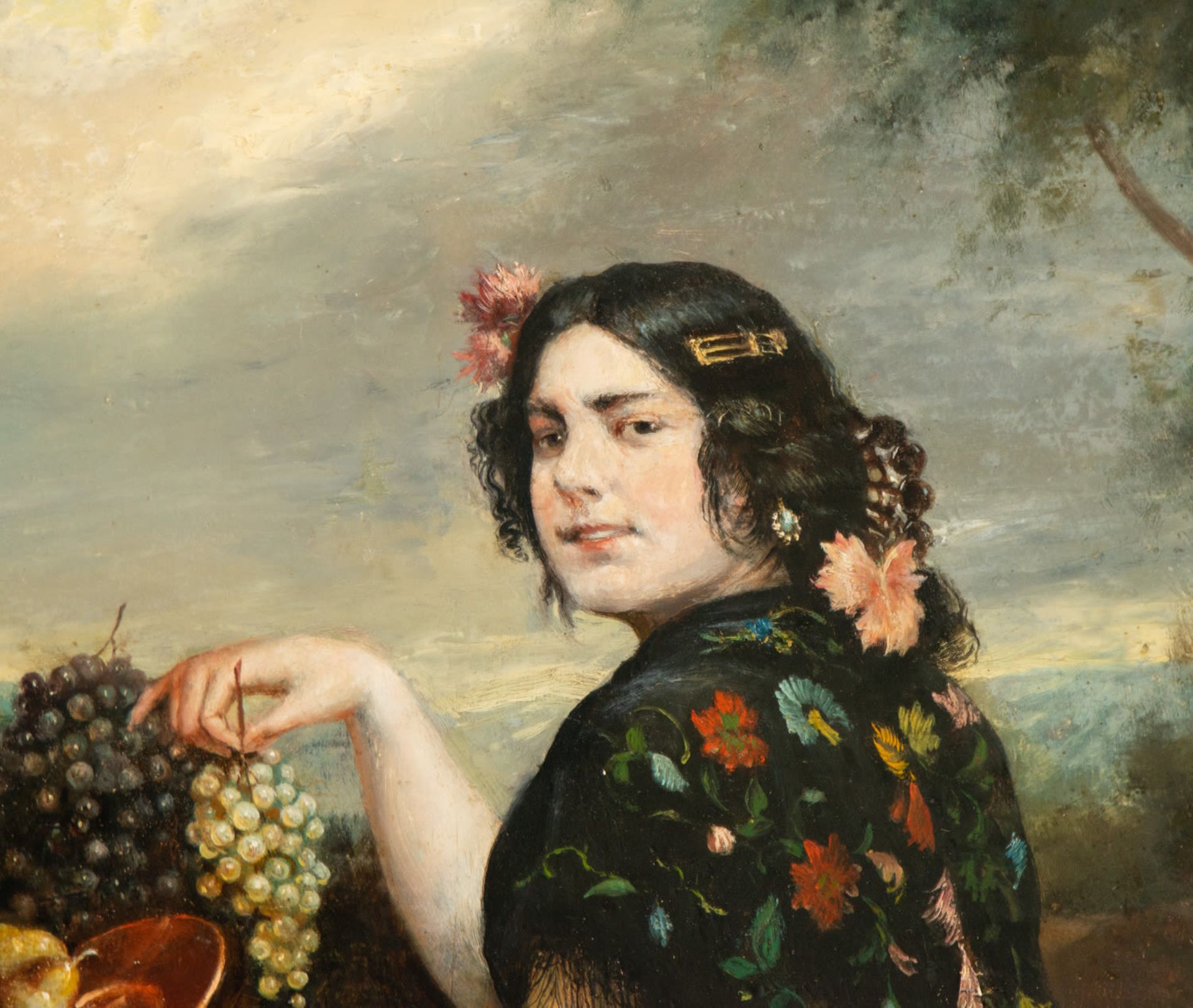 Important Woman With Basket of Fruits, Tomas Munoz Lucena (Córdoba, 1860-Madrid, 1943), 19th C - Bild 3 aus 6