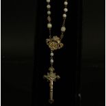 Silver filigree rosary and mother of pearl beads, early 19th century