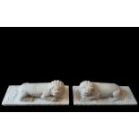 19th Century Chinese Marble Lion Couple