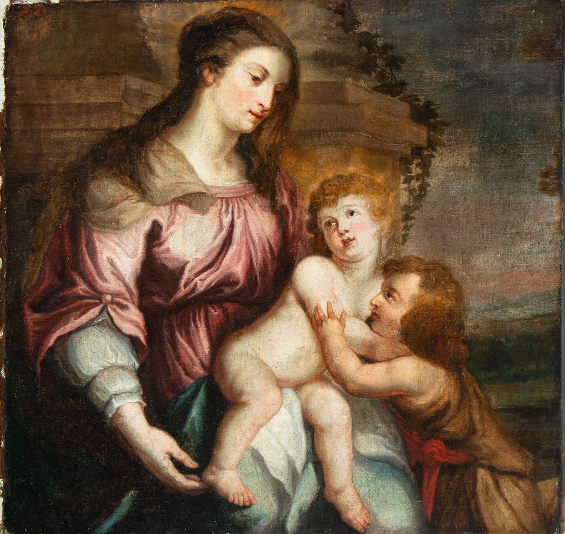 Madonna with Child and Saint John, School of Sir Peter Paul Rubens, 17th century