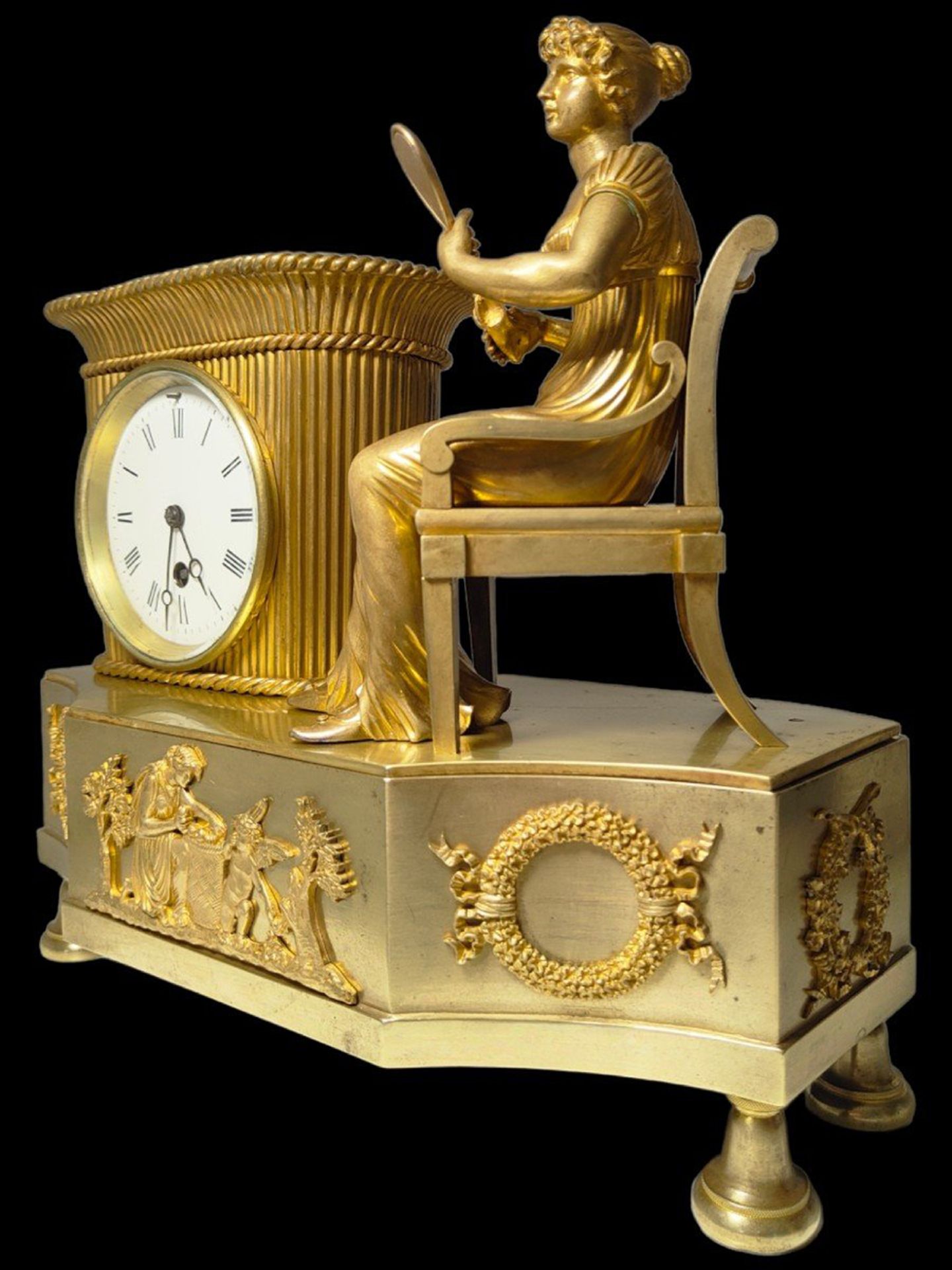 French gilt bronze table clock, 19th century - Image 4 of 4