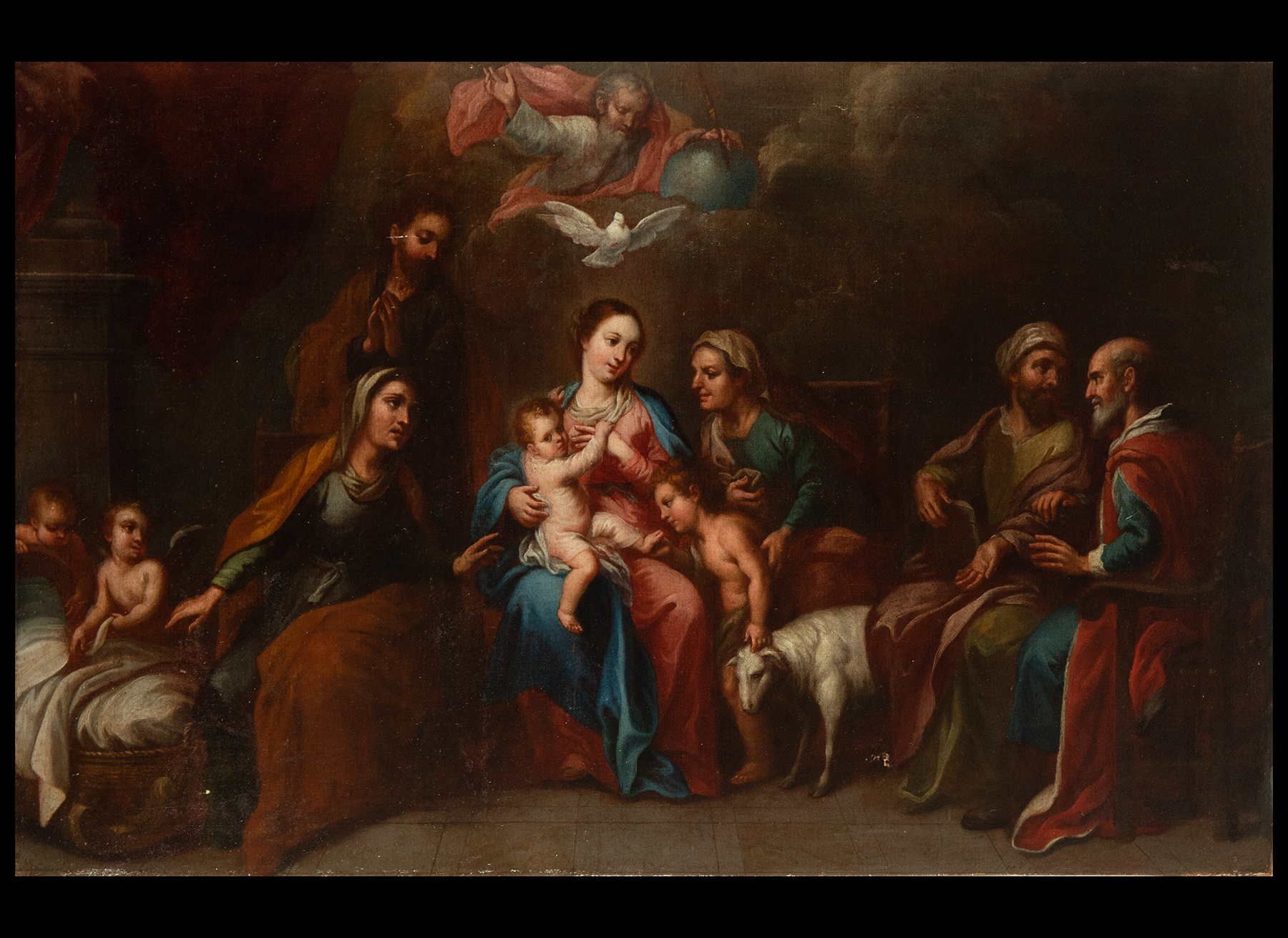 Exceptional Novohispanic colonial Holy Family, Novohispanic master from the second half of the 18th 