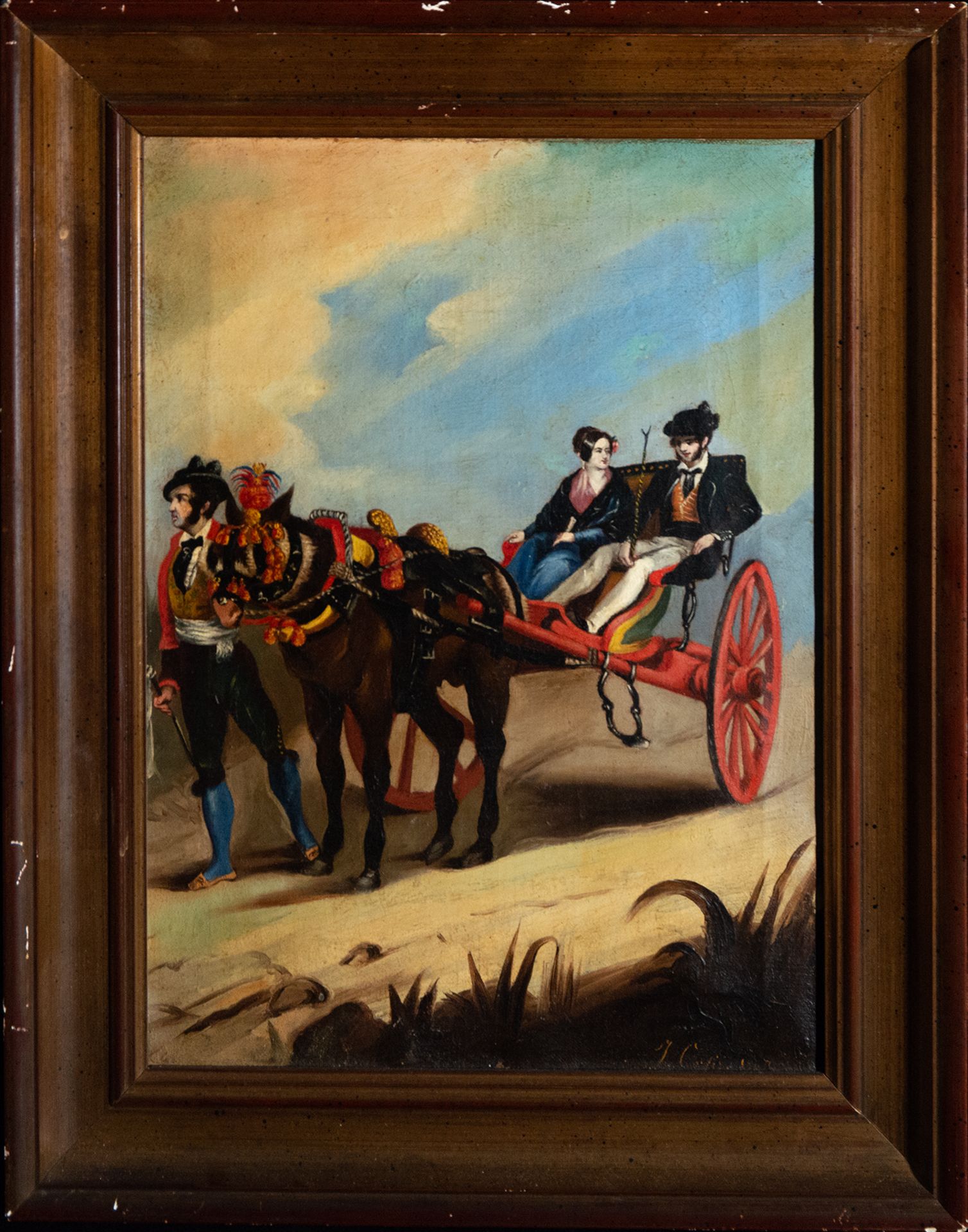 Pair of Andalusian Custom Scenes, signed, 19th century - Image 2 of 6