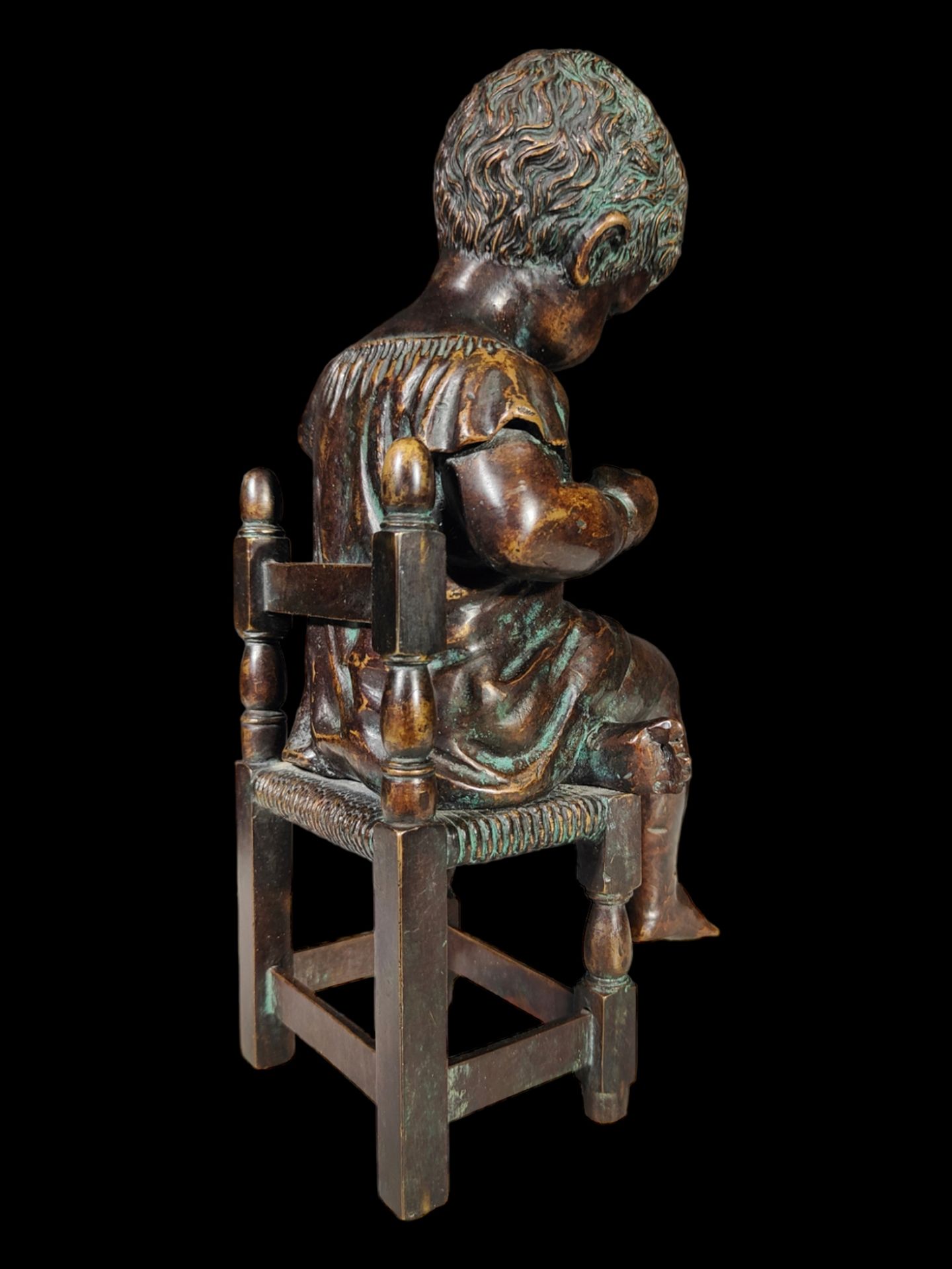 Seated girl in patinated bronze, 19th century - Image 5 of 5