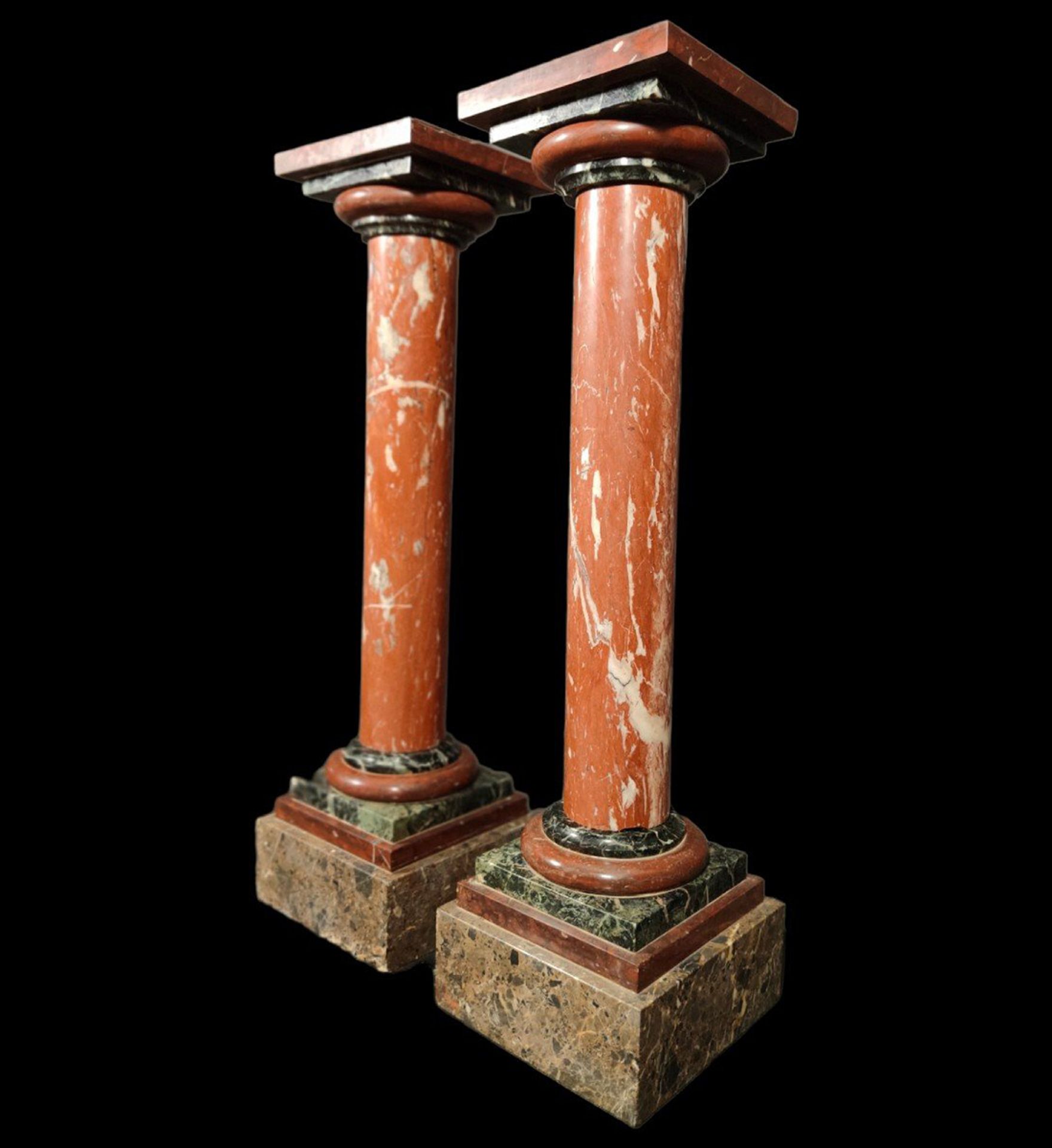 Pair of large removable marble columns, 19th century - Image 2 of 3