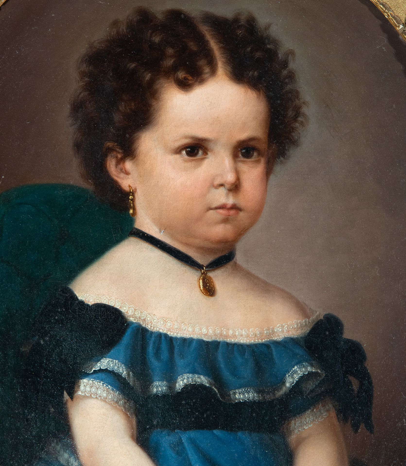 Portrait of a Girl in Oval, 19th century Spanish school - Image 2 of 4