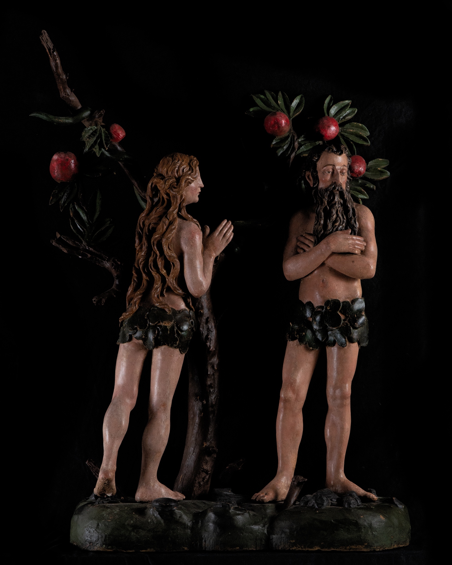 Adam and Eve under the Tree of Knowledge, 17th century New Spanish colonial work, New Spain, actual 