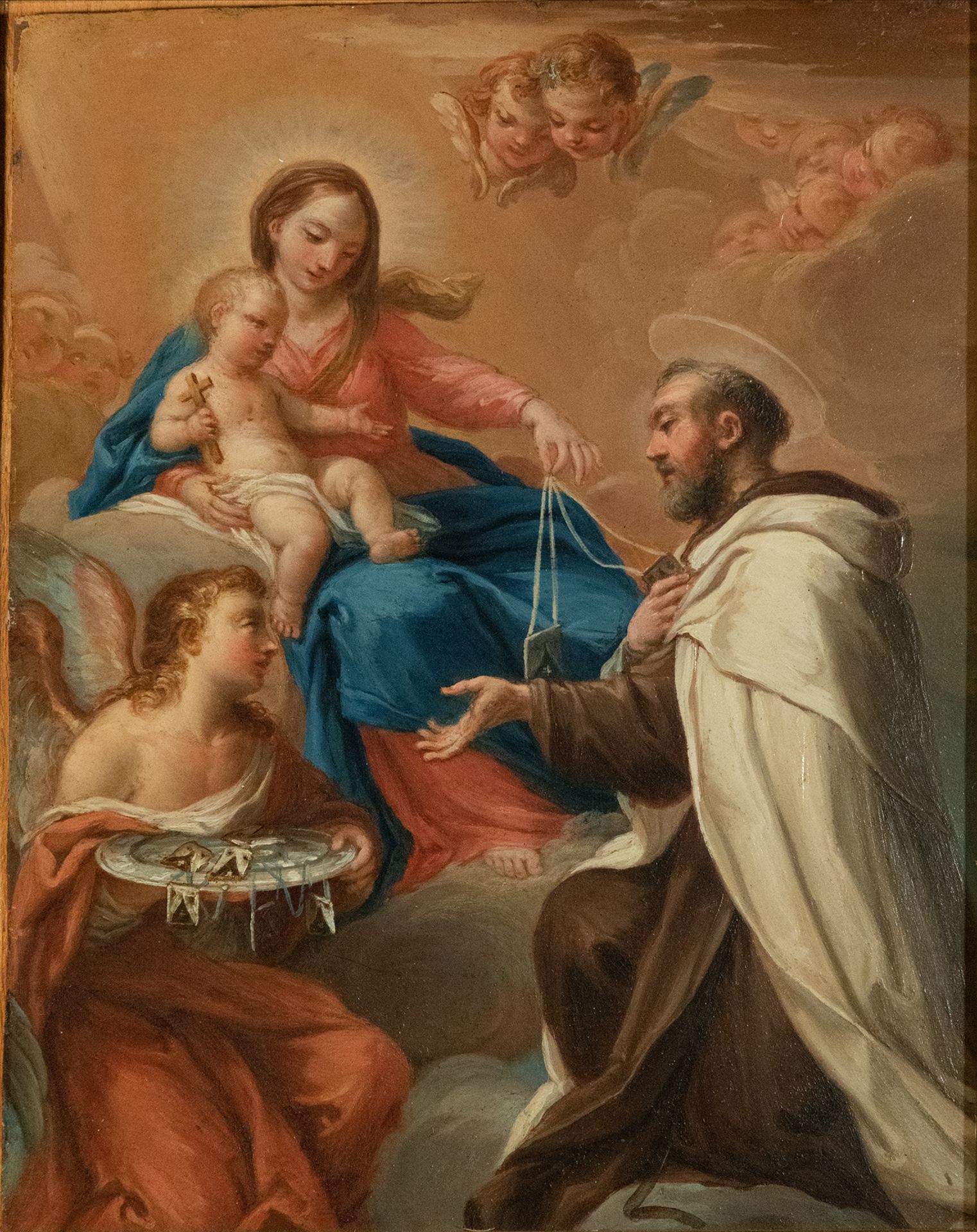 Virgen del Carmen delivering the scapular to Saint Simon, attributed to Mariano Salvador Maella (Val - Image 2 of 3