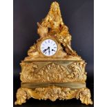 LARGE GOLDEN BRONZE CLOCK LOUIS XIV, FRENCH WORK OF THE EIGHTEENTH CENTURY