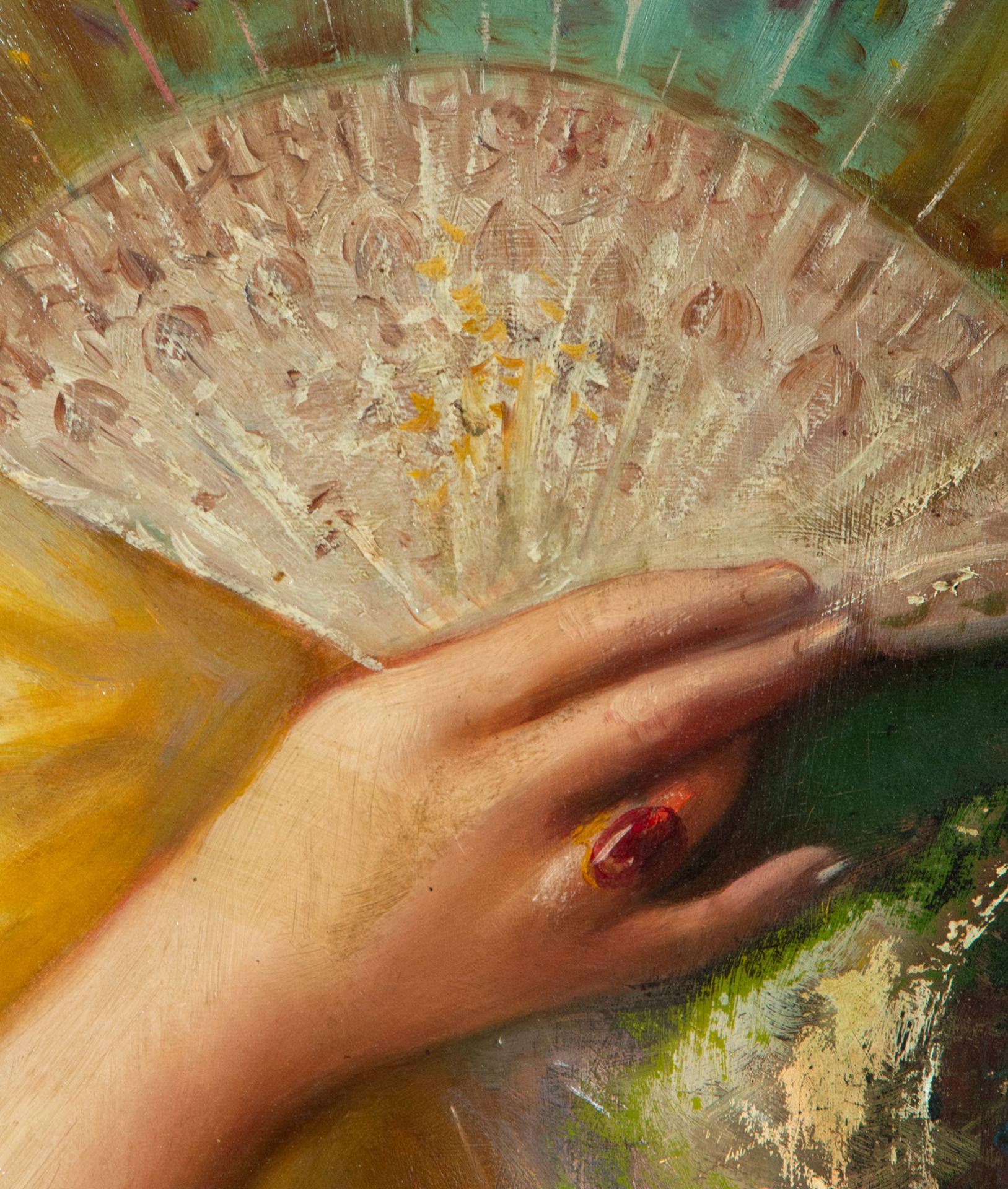 Lady with a Fan, Italian school of the early 20th century, signed - Bild 4 aus 5