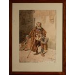 The Beggar of Salamanca, Joaquín Araujo y Ruano (Ciudad Real, 1851 - Madrid, 1894), watercolor on pa