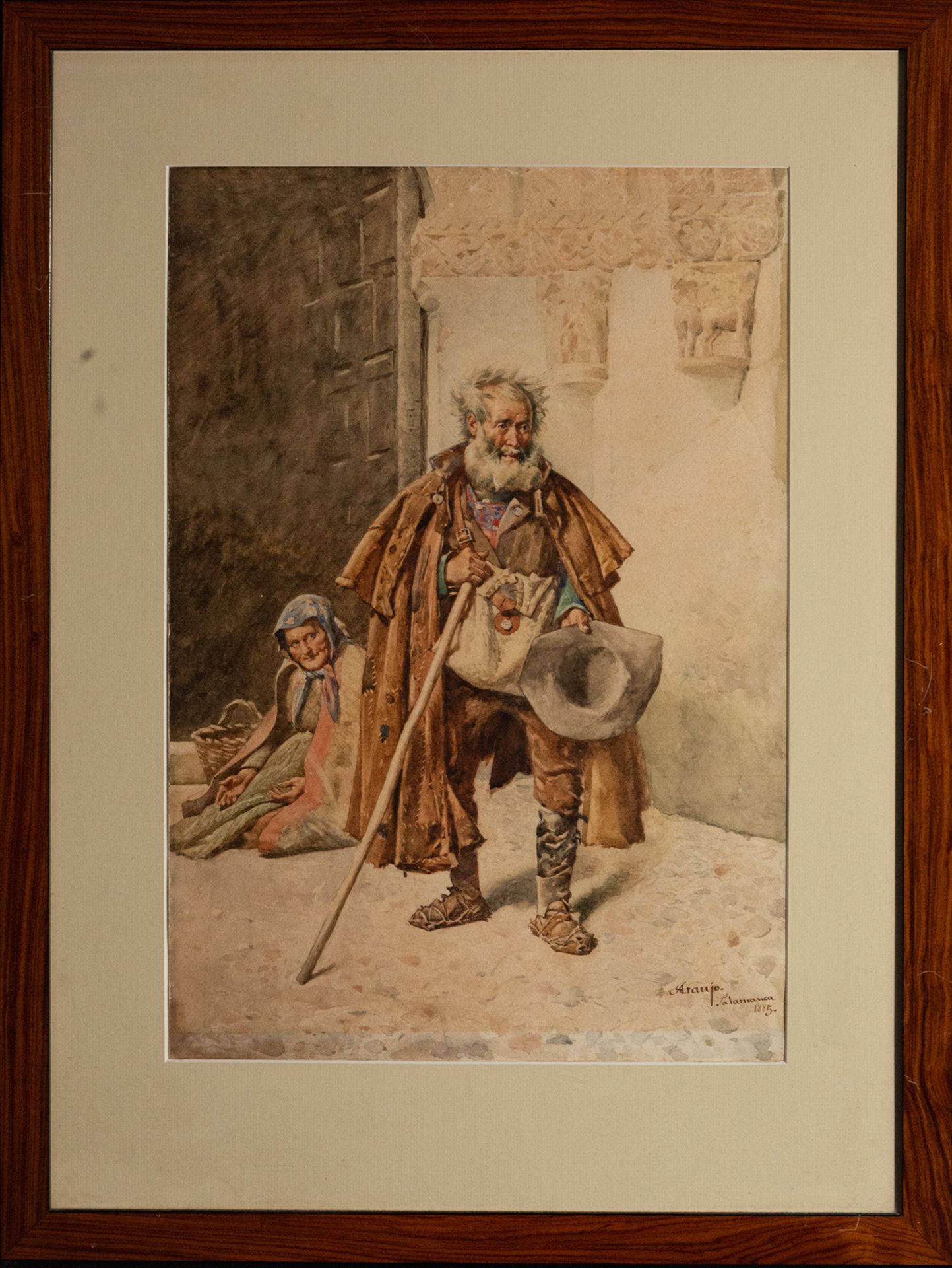 The Beggar of Salamanca, Joaquín Araujo y Ruano (Ciudad Real, 1851 - Madrid, 1894), watercolor on pa