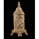 Important Tankard in German ivory depicting Bacchic scene from the 19th century, CITES attached