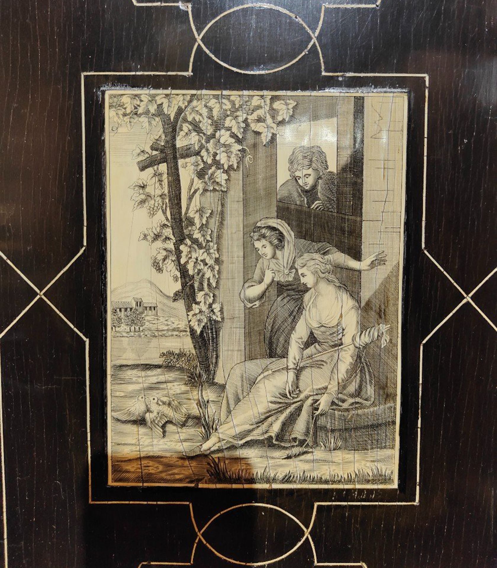 Important 19th century Florentine cabinet with bone marquetry, work from Northern Italy, Milan or Fl - Image 3 of 10
