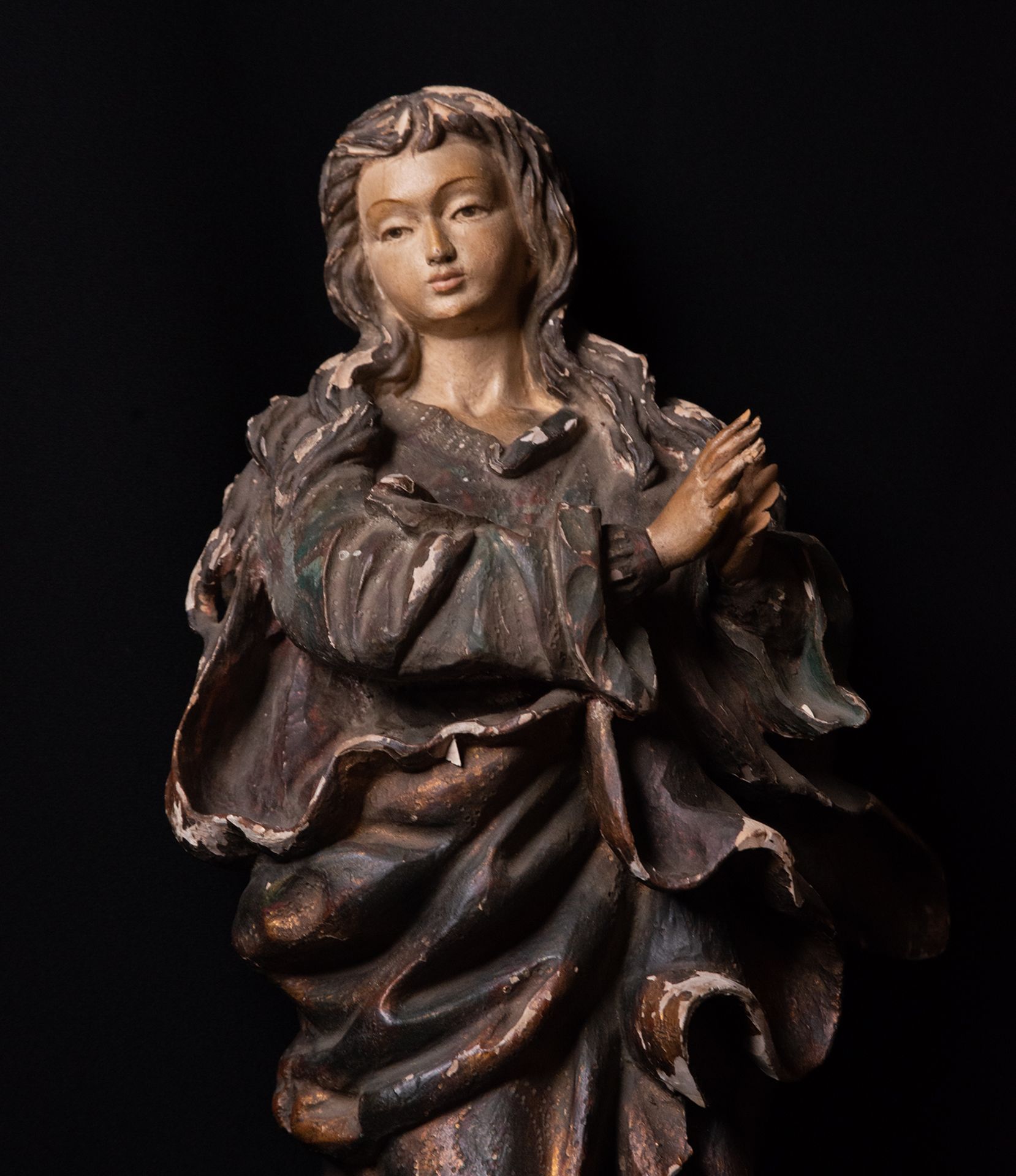 Precious colonial Immaculate Virgin inspired by the models of Alonso Cano (1601-1667), colonial scho - Image 2 of 6