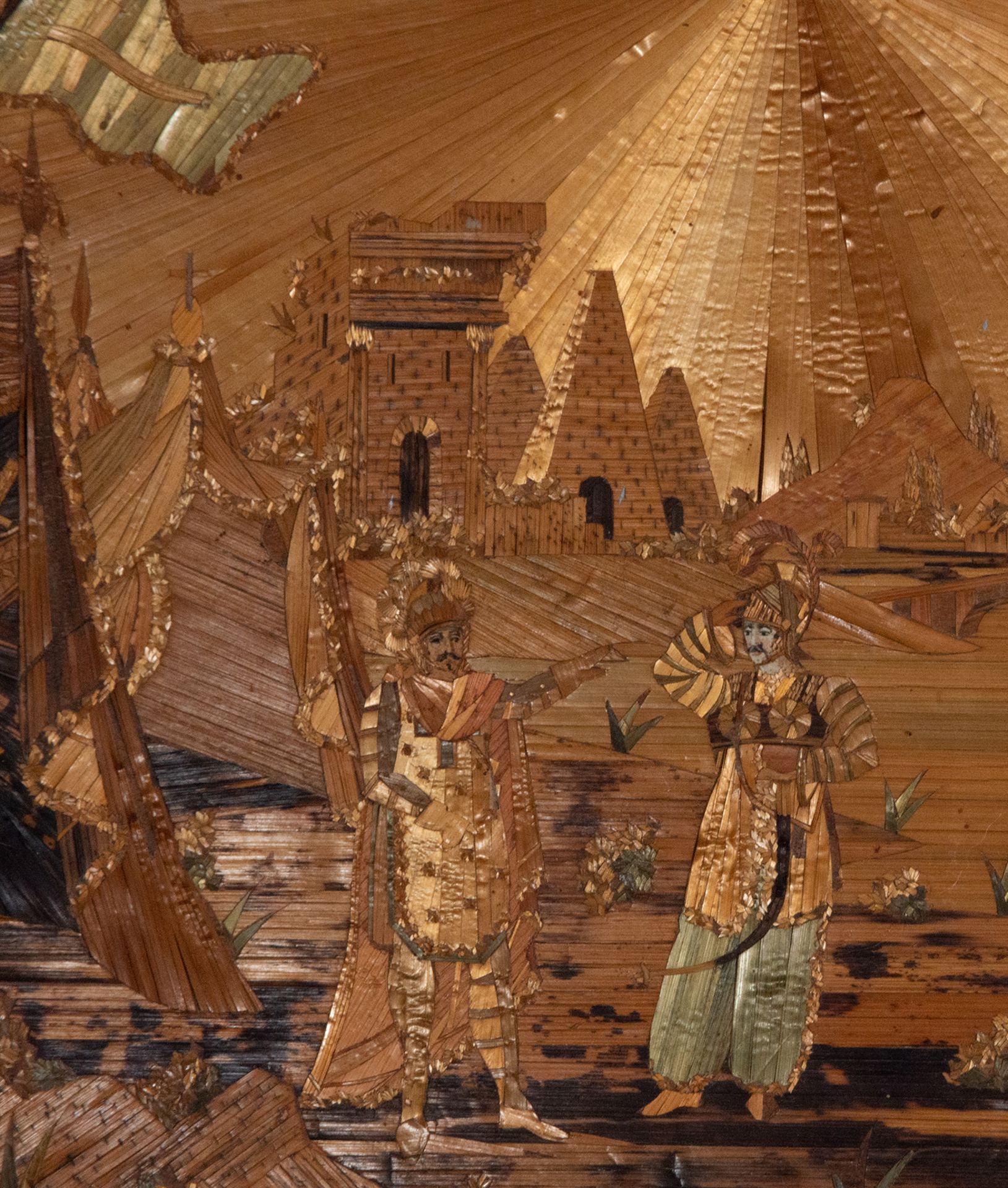 Marquetry painting depicting Roman Legionnaires, French work from the early 19th century - late 19th - Image 5 of 7