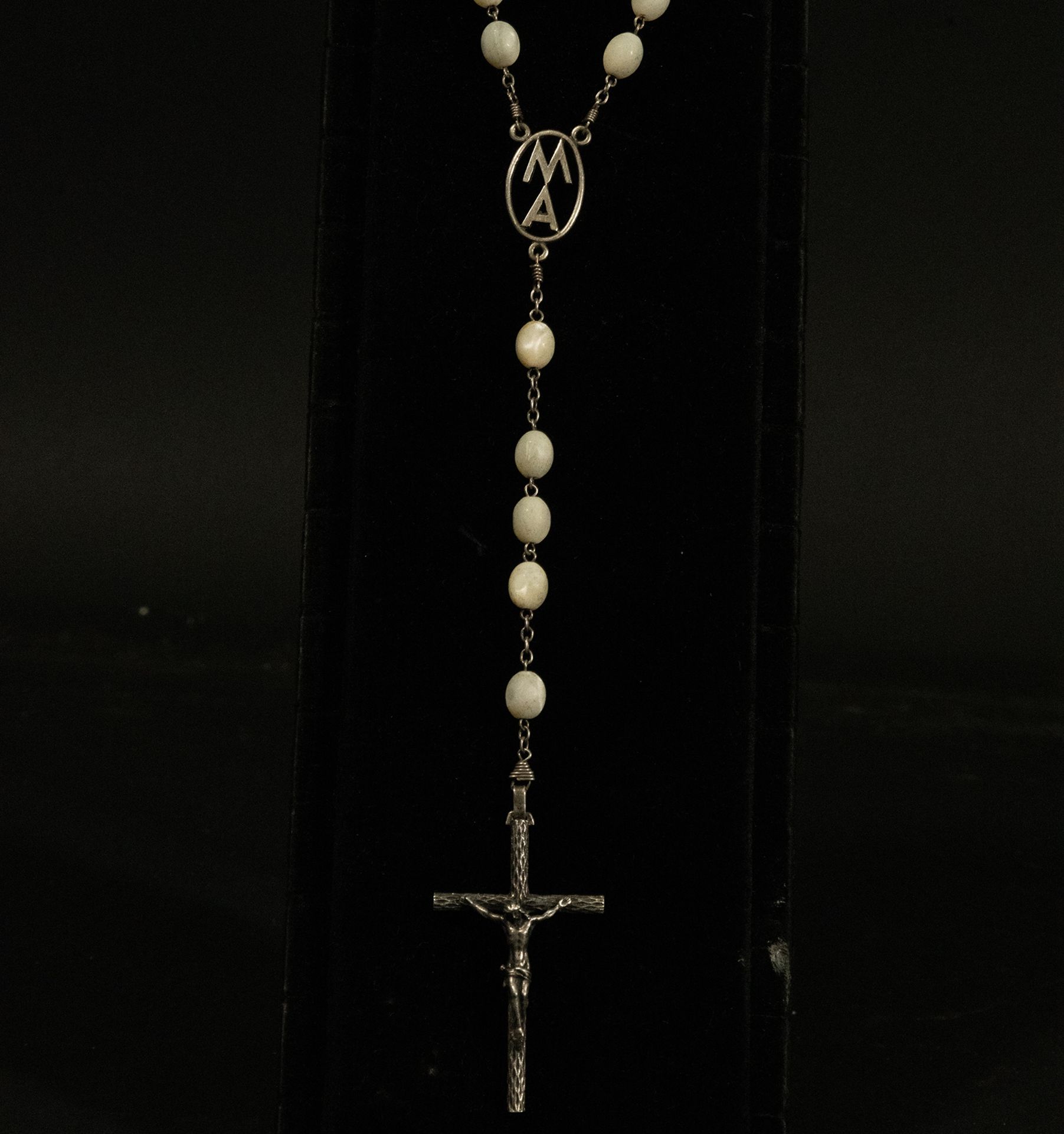 Silver rosary and mother-of-pearl beads, early 20th century