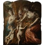 Allegory of Harvest or Summer, Boiserie panel element on canvas, New Spain, 18th century Novohispani