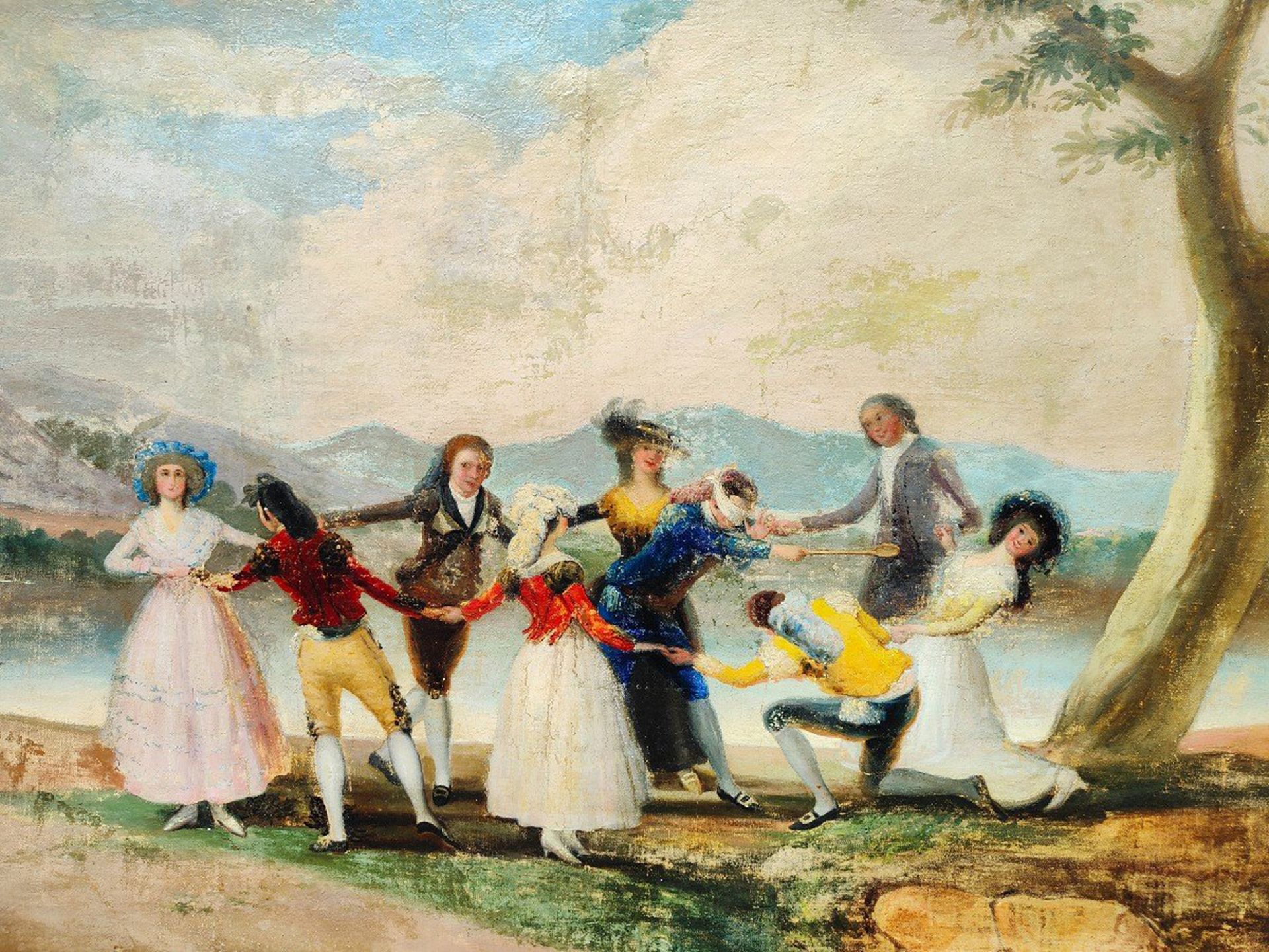 The Game of the Chicken, large oil on canvas of the French school of the eighteenth century - Image 3 of 4