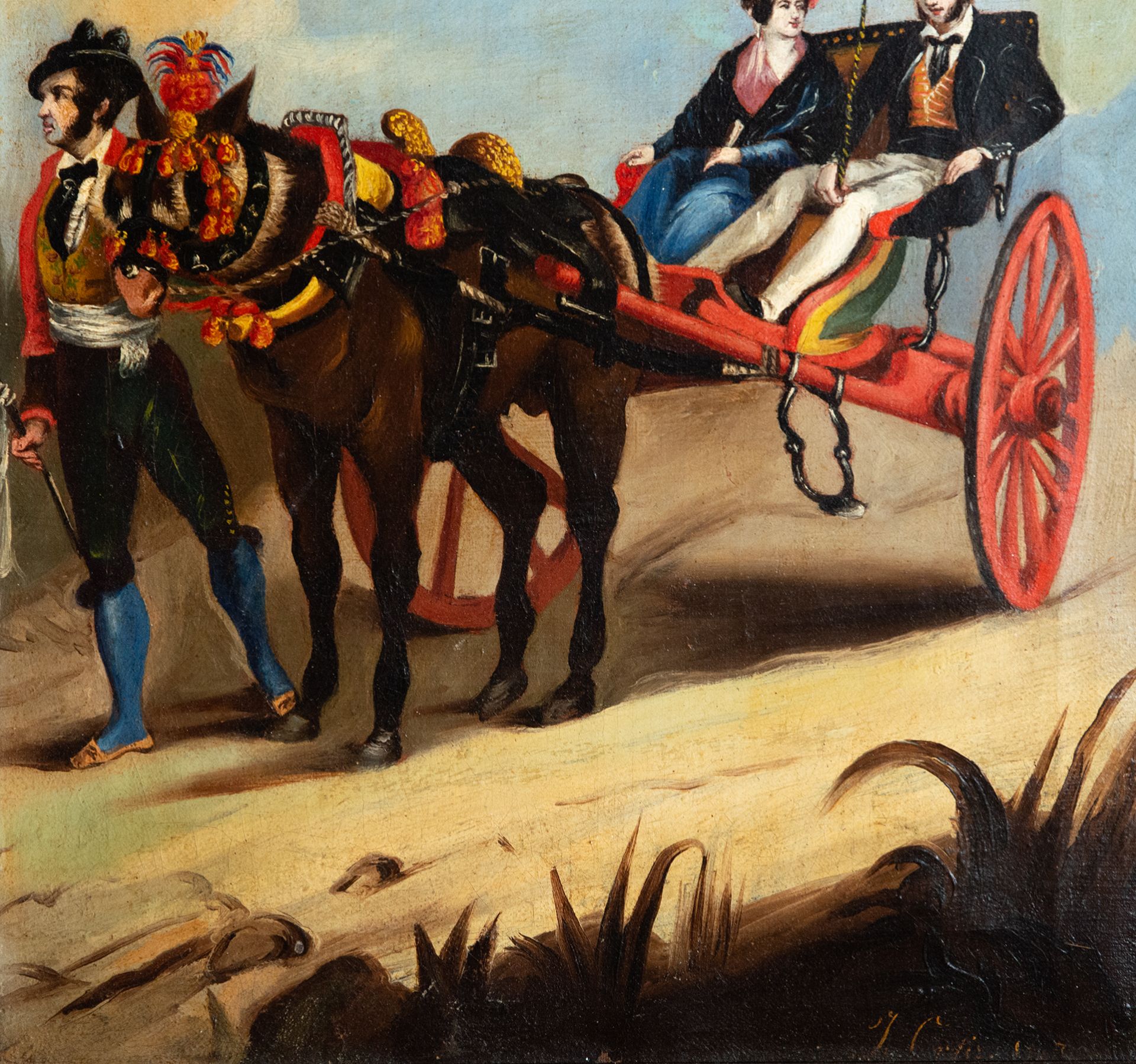 Pair of Andalusian Custom Scenes, signed, 19th century - Image 5 of 6