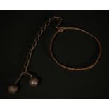 Rare Torture Whip to break bones from the 17th century called "Roman Whip", in wrought iron, 17th ce
