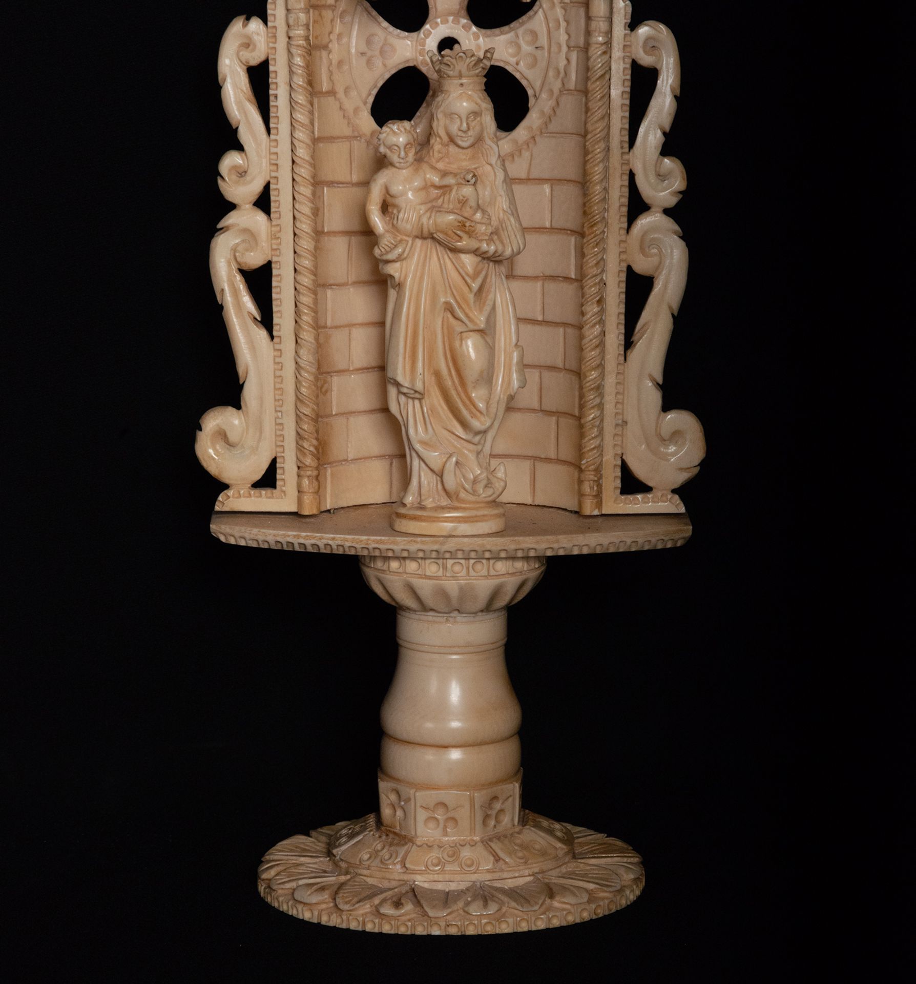 Madonna and Child ivory, Dieppe 19th century - Image 3 of 5