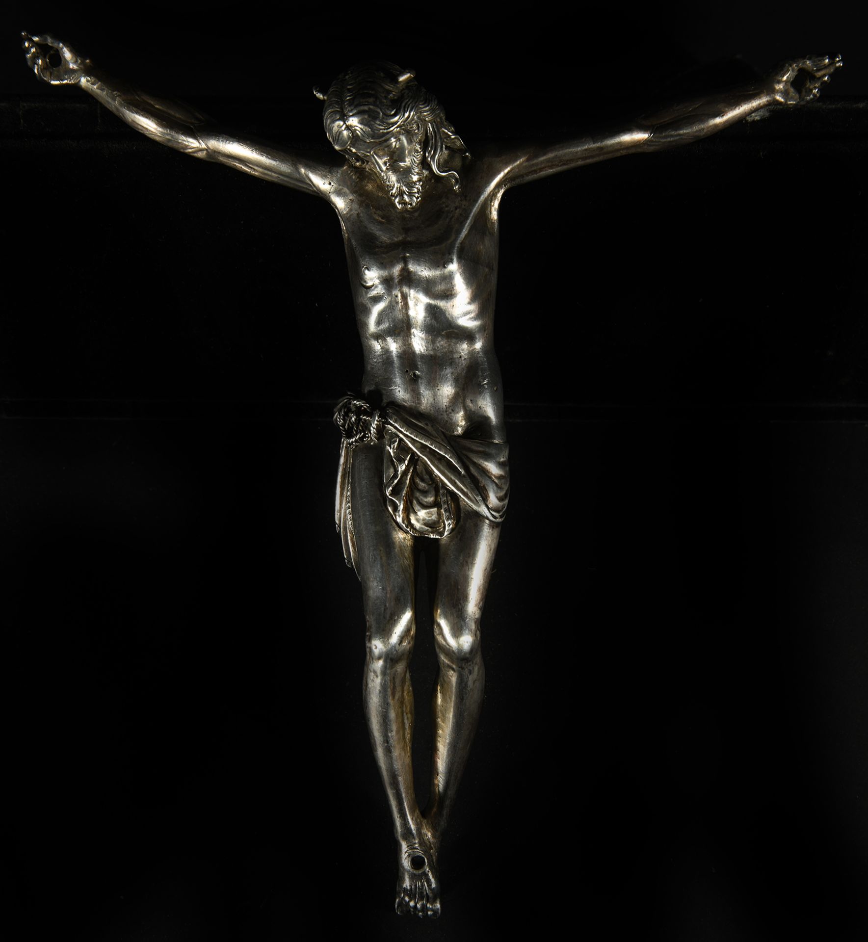 important Great Christ in solid silver weighing 1,100 kg, Italian or Spanish Renaissance school of t