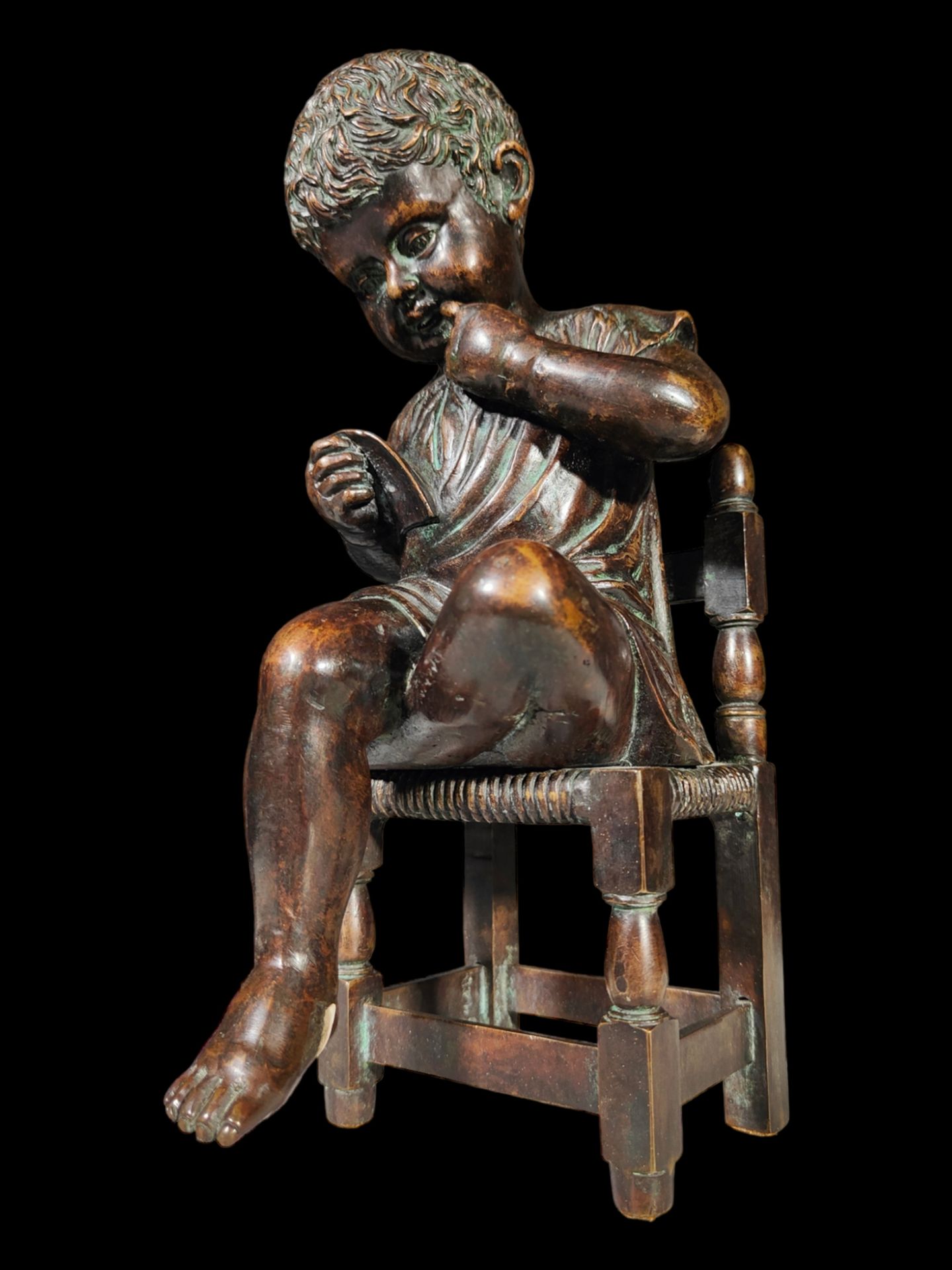 Seated girl in patinated bronze, 19th century - Image 2 of 5