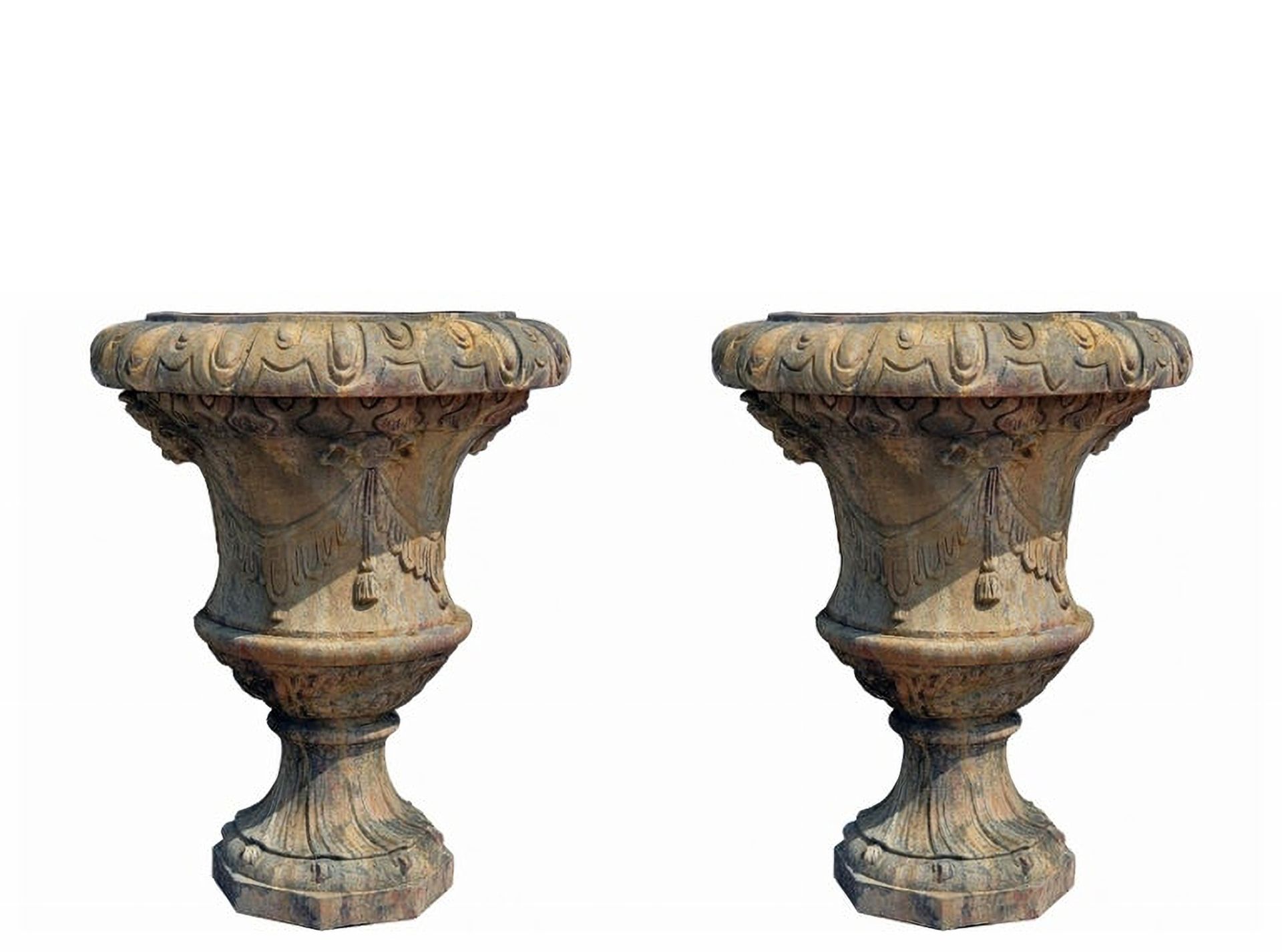 Pair of Florentine Vases (Italy) in Impruneta terracotta late 19th century