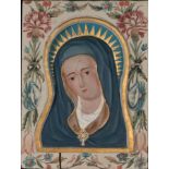 Mater Dolorosa on board, New Spanish colonial panel of the 18th century