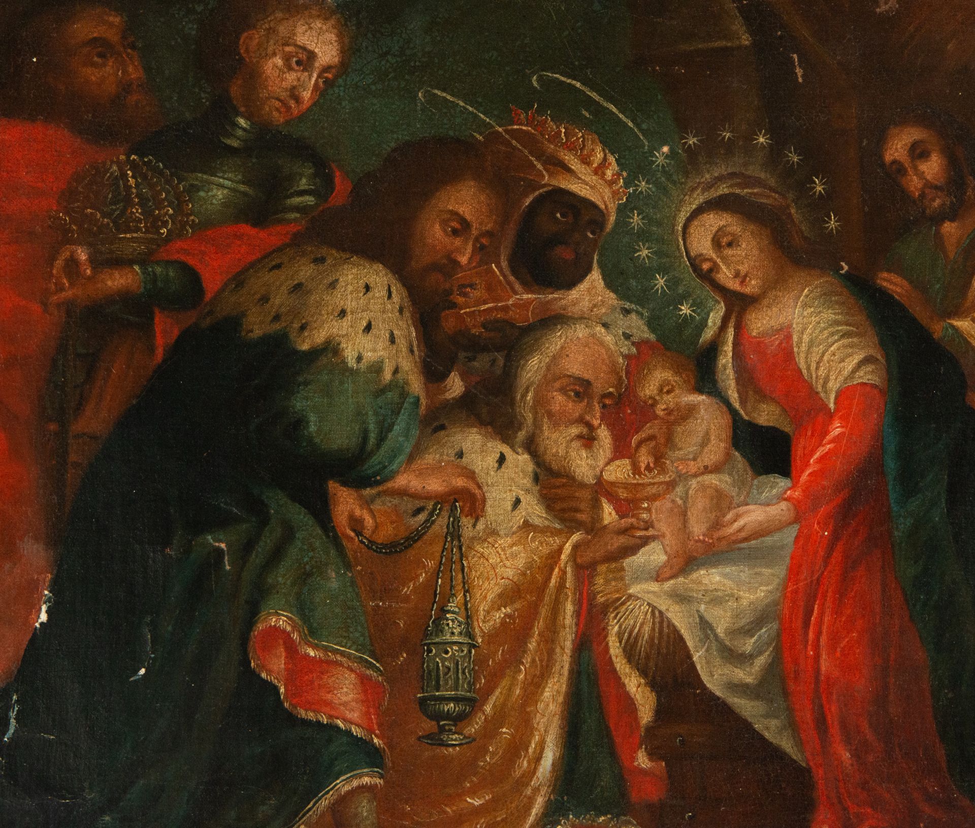 Adoration of the Kings, 18th century colonial school - Image 2 of 5