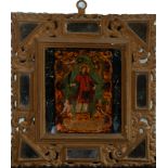 Cornucopia-type colonial Novohispano frame with mirrors from the early 18th century, with hand-paint