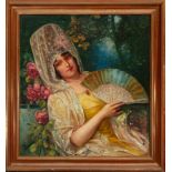 Lady with a Fan, Italian school of the early 20th century, signed