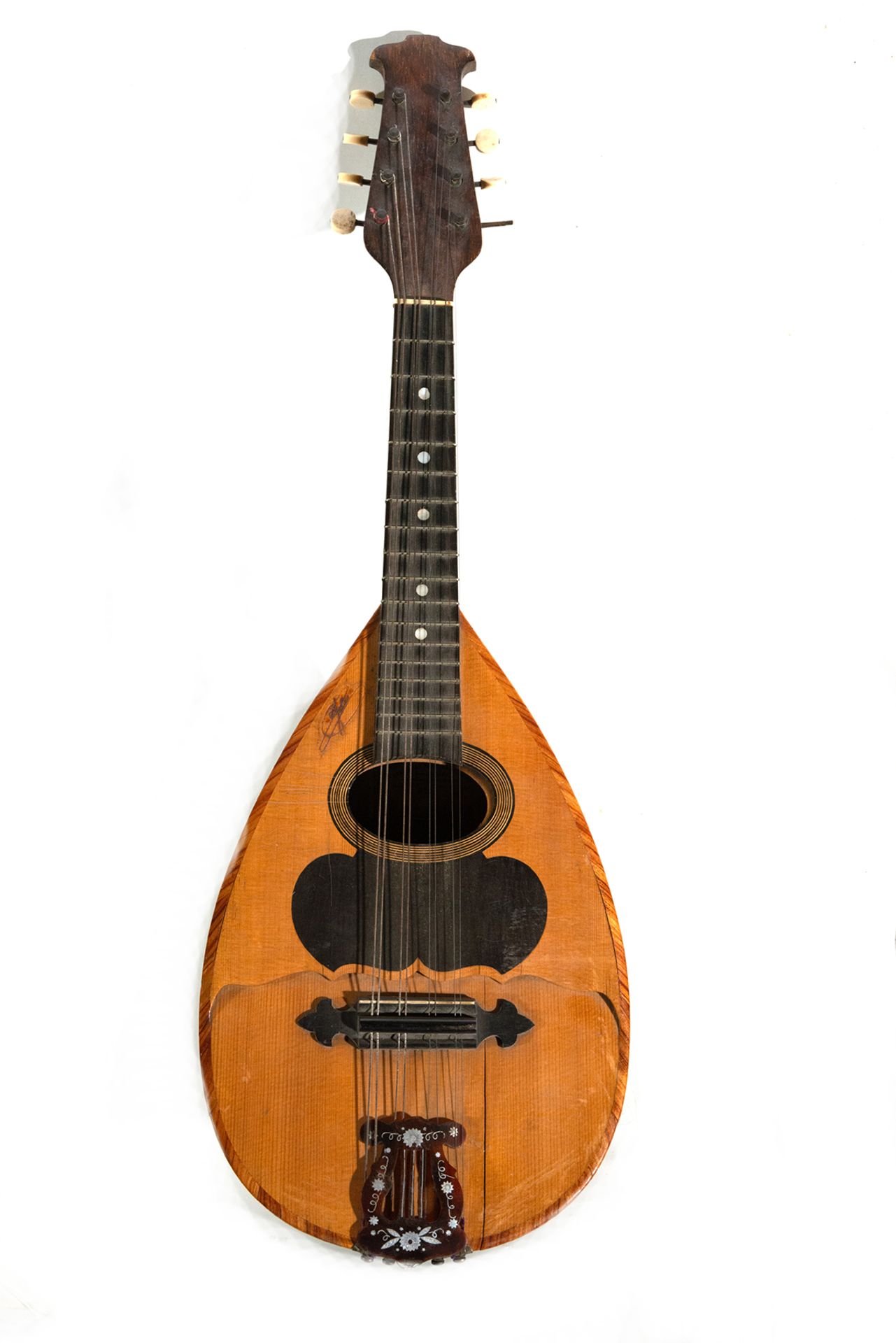 Mandolin in fruit and rosewood marquetry, 19th - 20th century