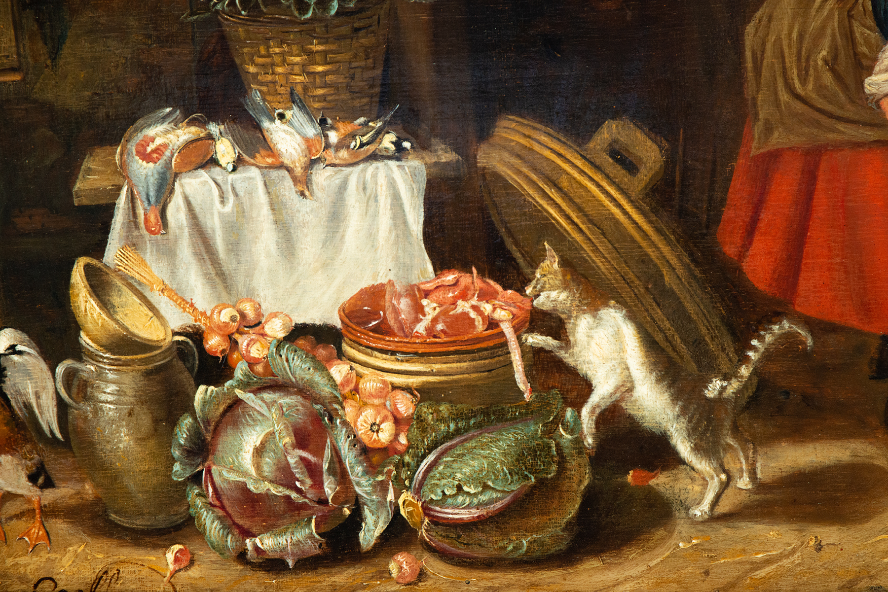 Dutch pantry, oil on panel, 17th century Dutch school - Image 4 of 6