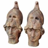 Pair of Athena Giustiniani Heads in Terracotta, early 20th century italian work