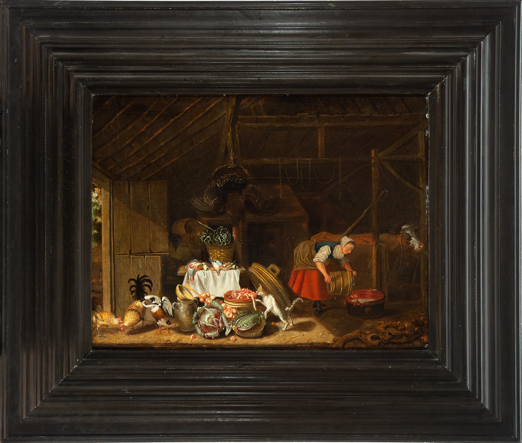 Dutch pantry, oil on panel, 17th century Dutch school