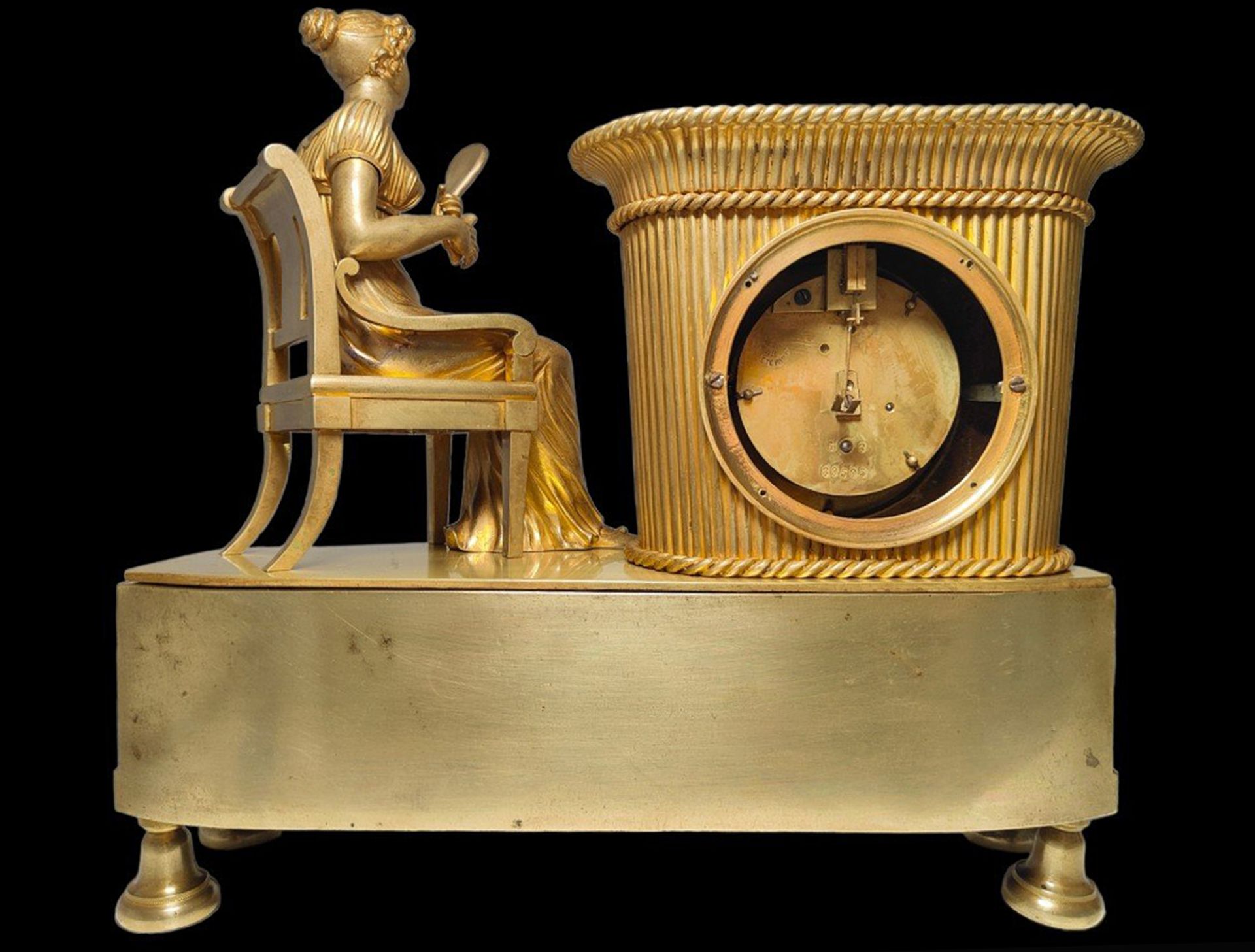 French gilt bronze table clock, 19th century - Image 3 of 4