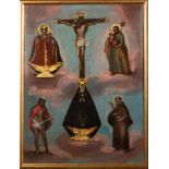 Christ on the Cross surrounded by The Virgin of the Rosary, Saint Joseph and the Child, Christ in th