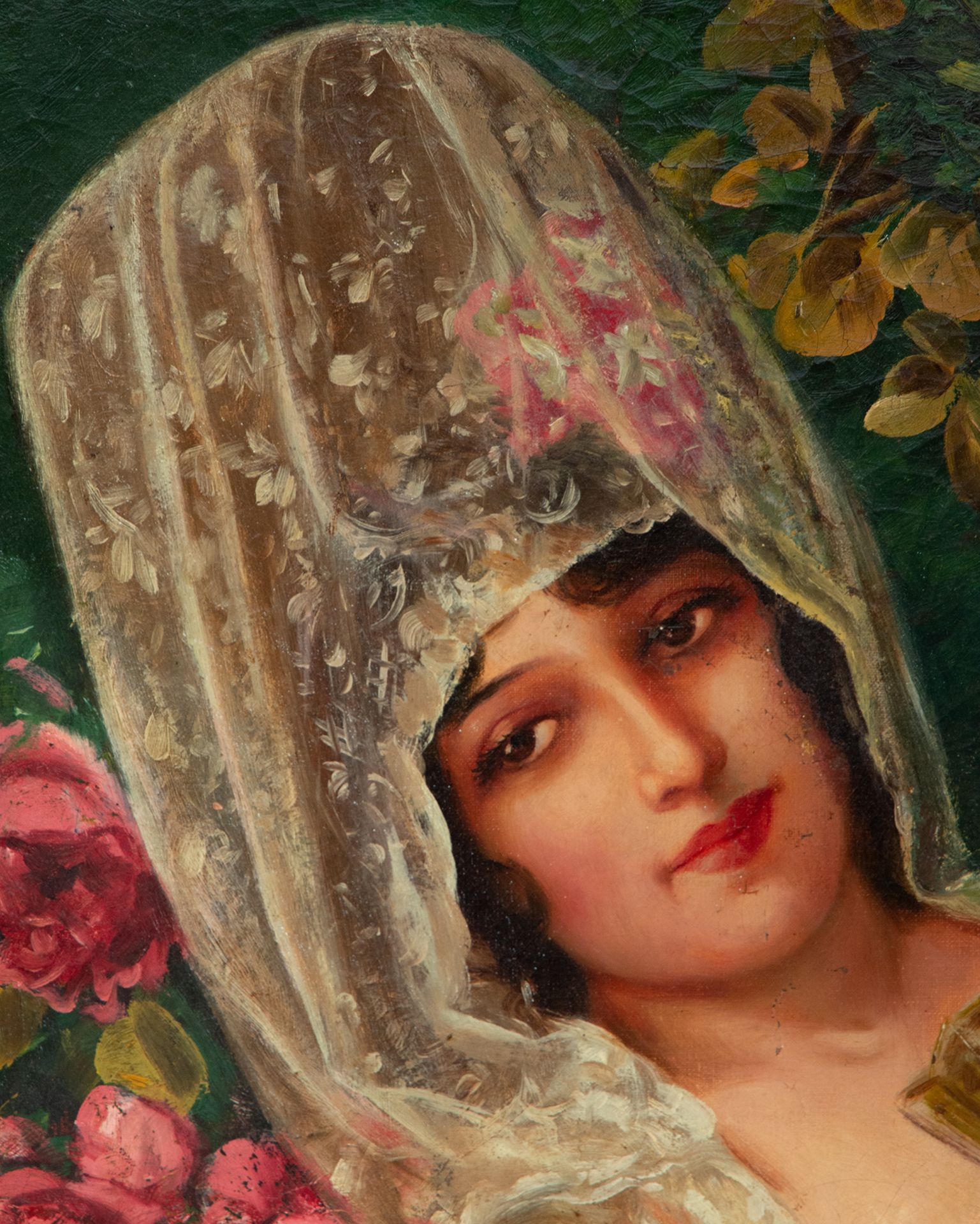 Lady with a Fan, Italian school of the early 20th century, signed - Bild 2 aus 5